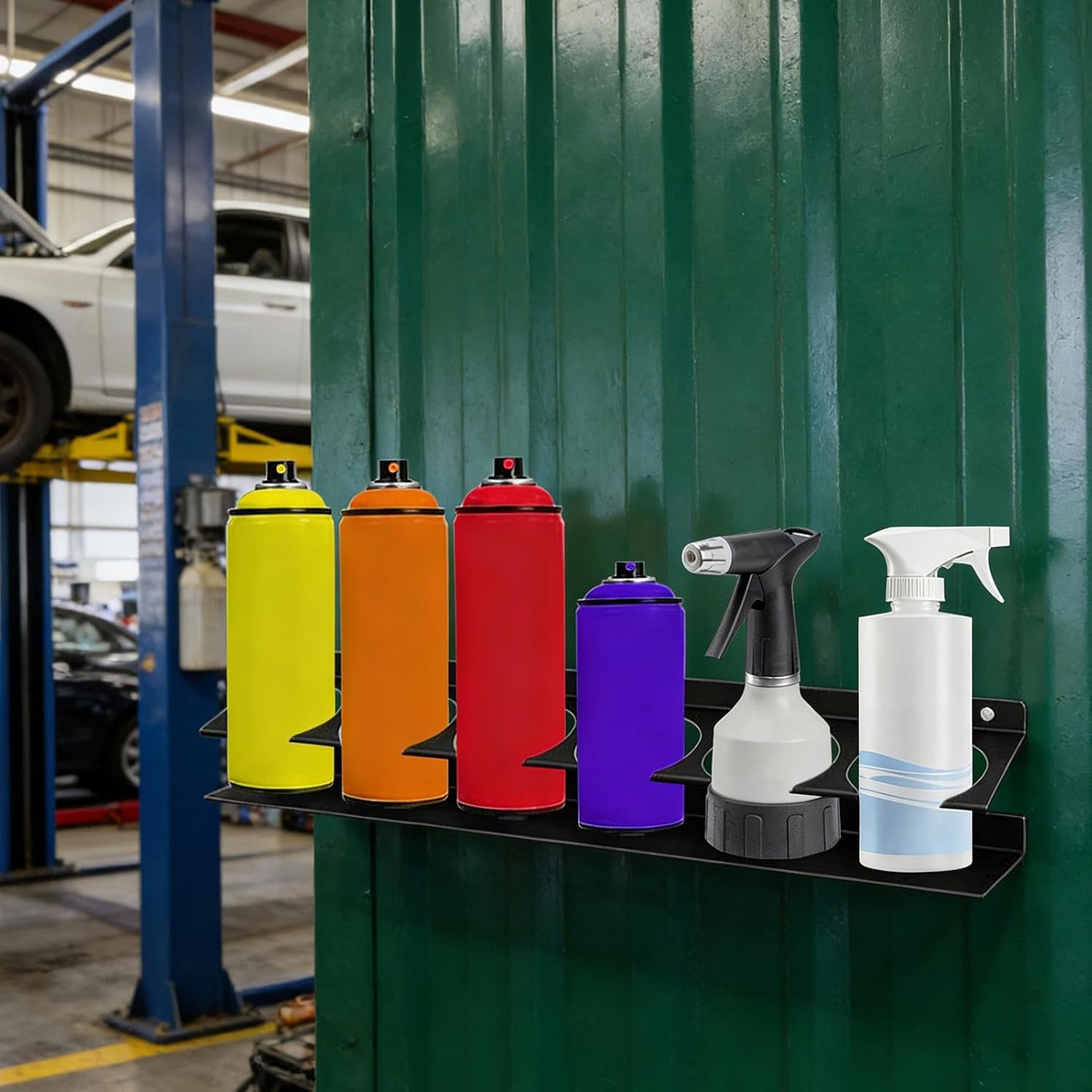  Générique Spray Bottle Holder Wall Mount - 6 Slots Can Hanger | Space-Saving Wall-Mounted Spray Can Organizer With Design, Garage, Trailer, Auto Shop, Home, Mobile Service, Or Truck Storage Solution