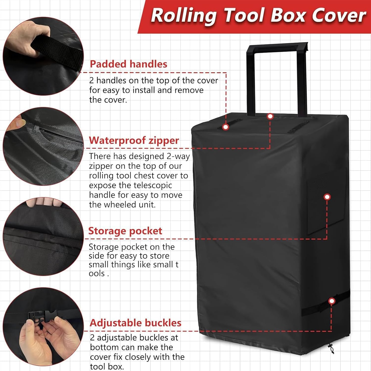 GENERIC Protection De La Boîte à Outils De Roulement, Couverture En Tissu Oxford Pour Boîte à Outils De Roulement - Protection Résistante Aux UV Pour Armoire Avec Roues, Pour étagère Chariot Atelier