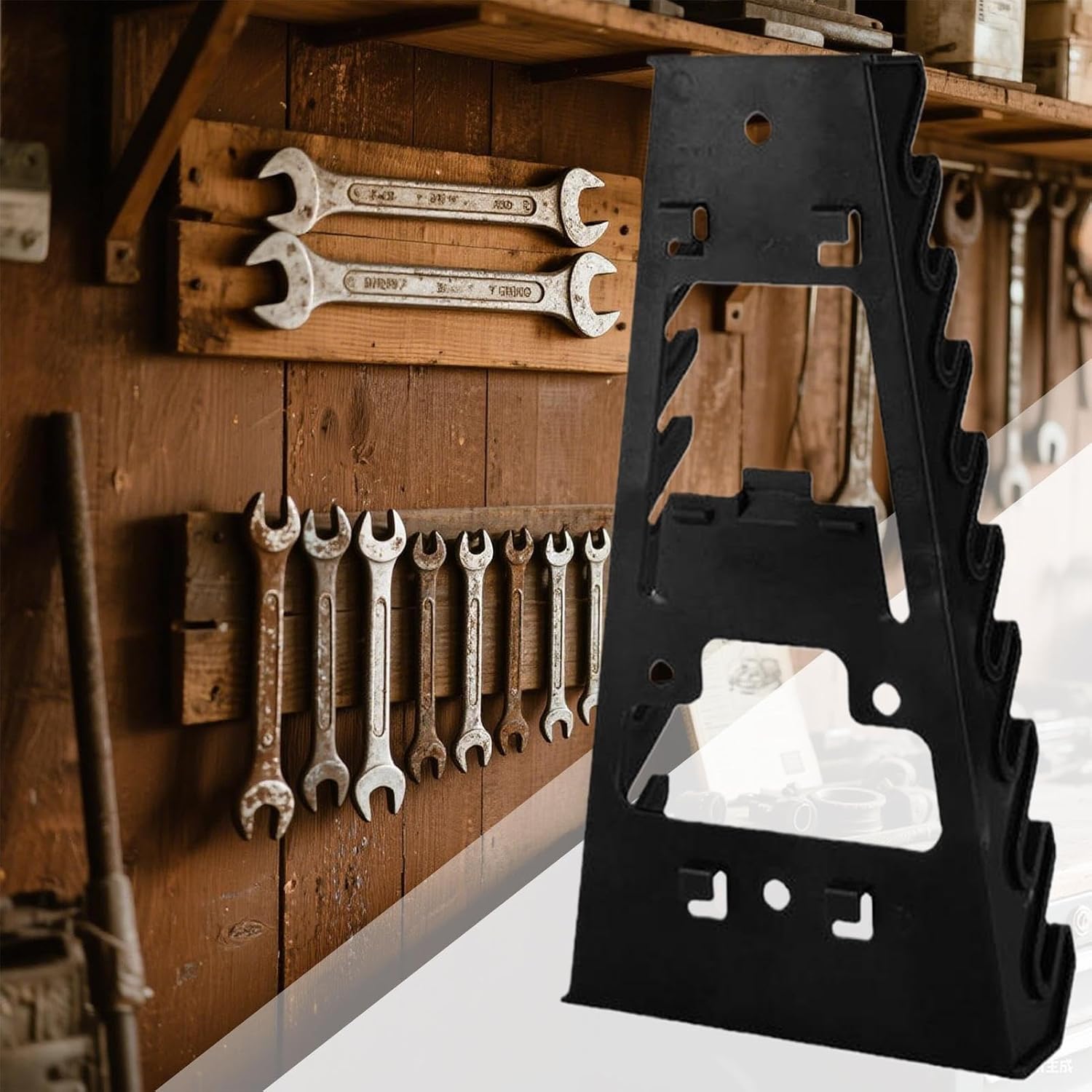  Wrench Organizer, Heavy Duty Tool Rack, Pegboard Storage Holder, Space Saving Screwdriver Stand, Sturdy Compact Design, For Garage, Workshop, Repair Shop, Living, 8.66x4.72 Inches