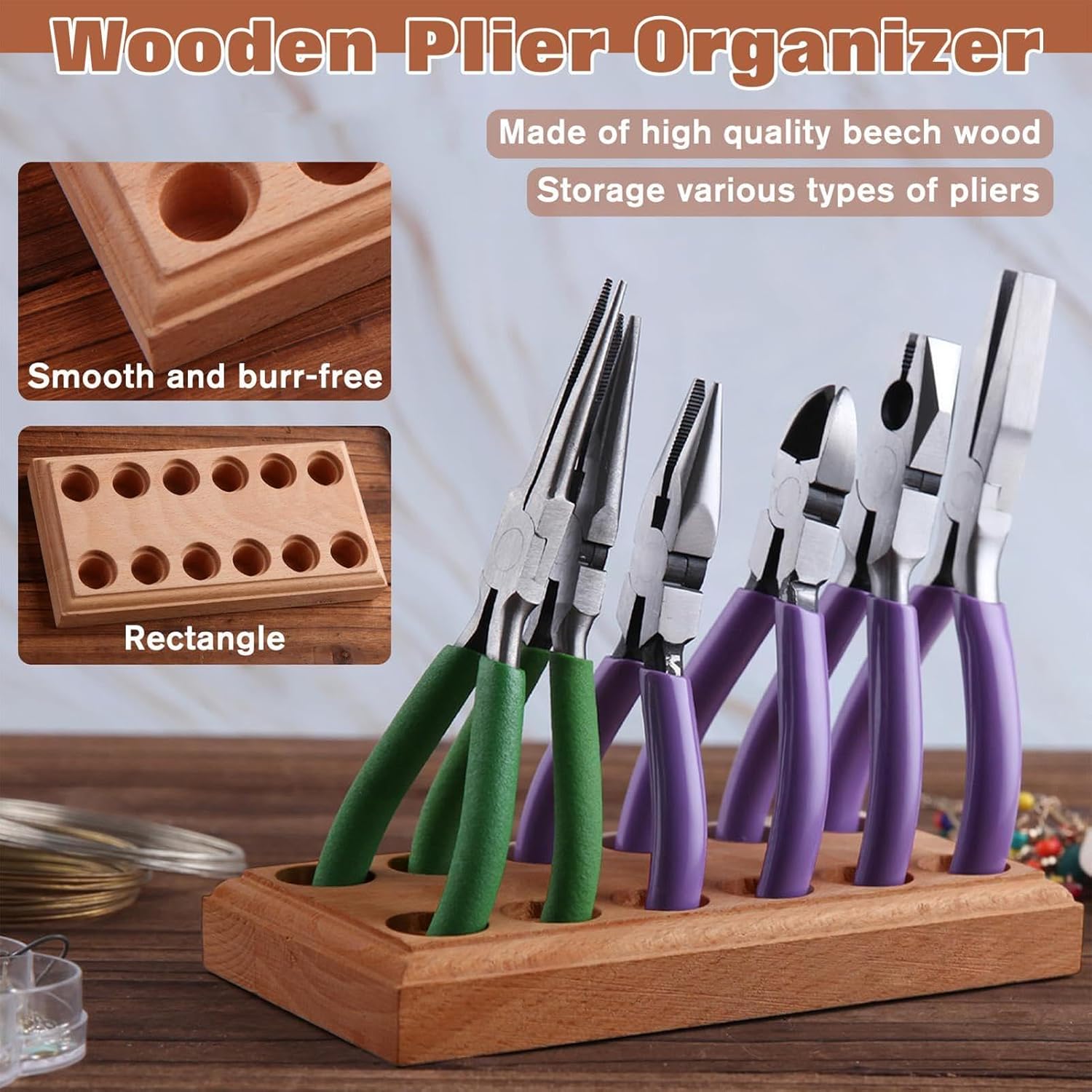 GENERIC Organiseur De Pinces | Support En Bois Multi-fentes – Organisateur D'outils De Perlage | Pour Garage, établi De Travail, Armoire, Mécanicien, Travaux De Construction