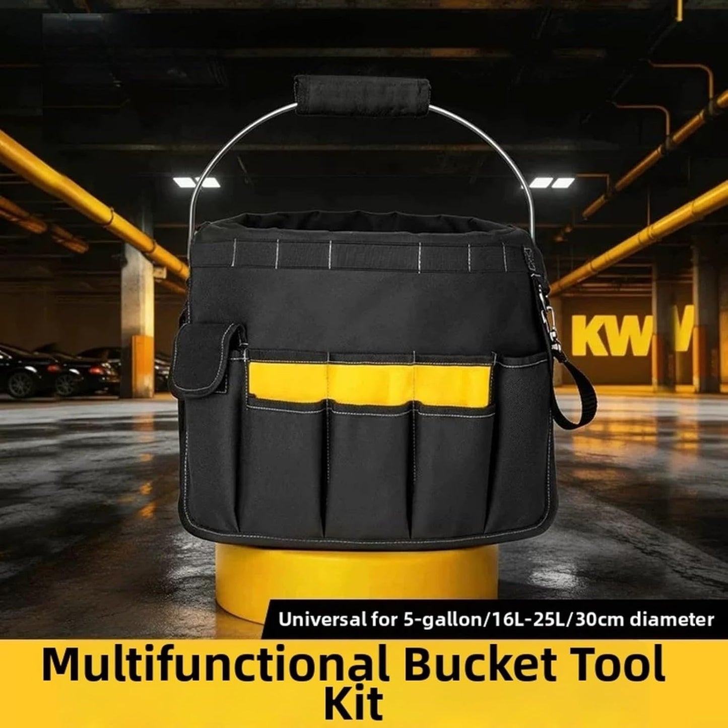  Entgoinggo Sac à Outils Portable Pour Réparation D'électricien, Organiseur Oxford 600D Très Résistant, Avec Plusieurs Poches, Bandoulière Réglable, Pour Nettoyage Extérieur (B)