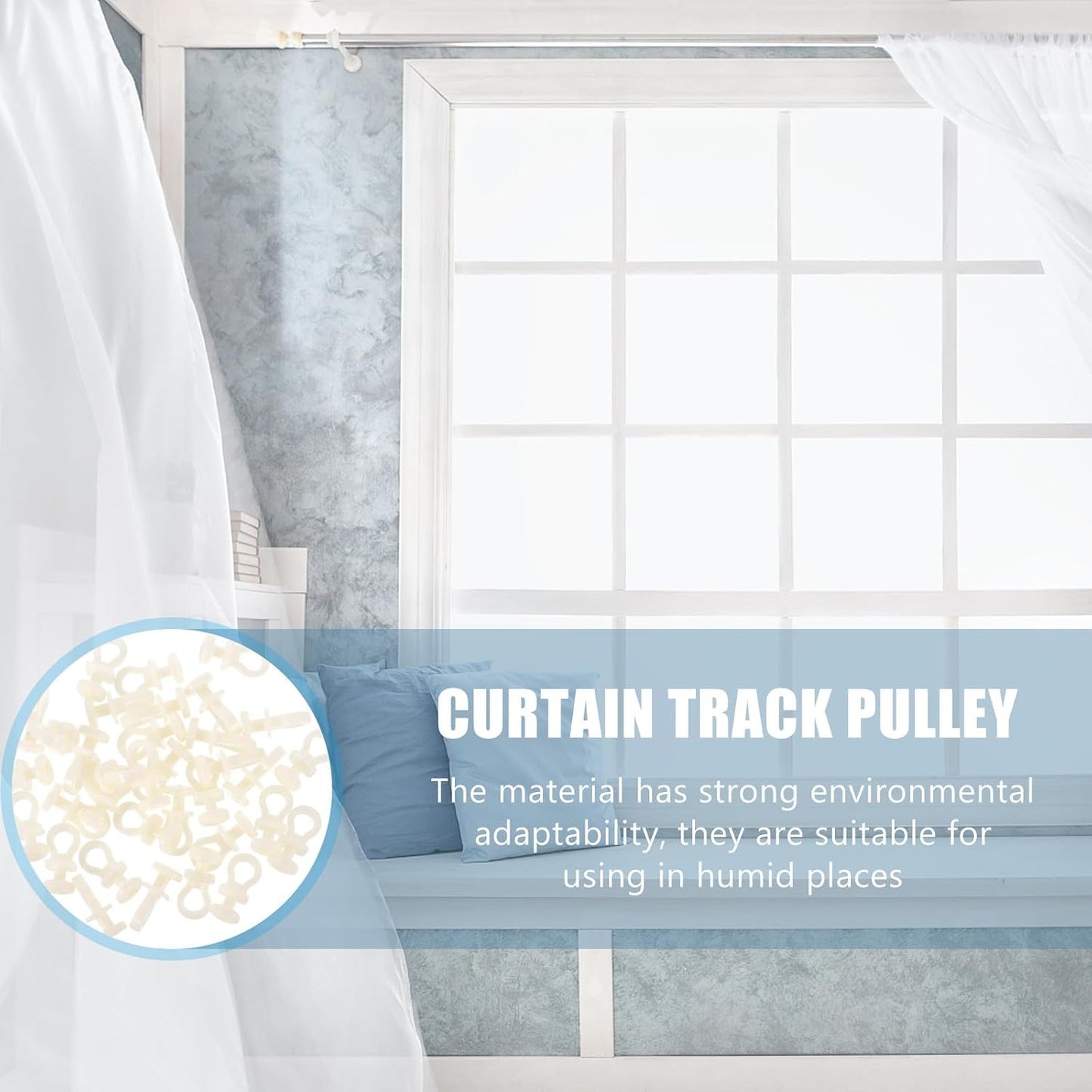  Angoily Lot De 100 Set De Poulies De Rideau En Plastique Beige Silencieuses Rouleaux Pour Rail De Rideau Accessoires De Quincaillerie Pour Fenêtres Adaptés à Usage Domestique Et