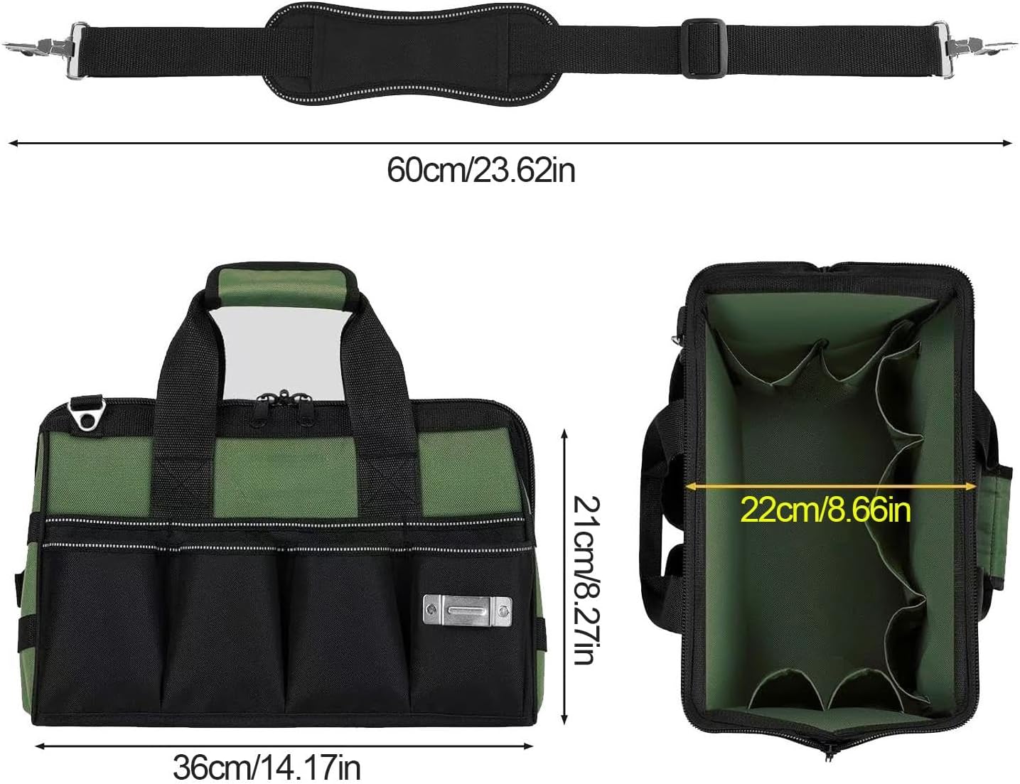 Genérico Generico Multi-Pocket Utility Bag, Multifunctional Work Tote, Wide Mouth Handheld Tool Bag, Electrician Tool Carrier, Grand Tool Organizer, Heavy Duty Tool Bag,