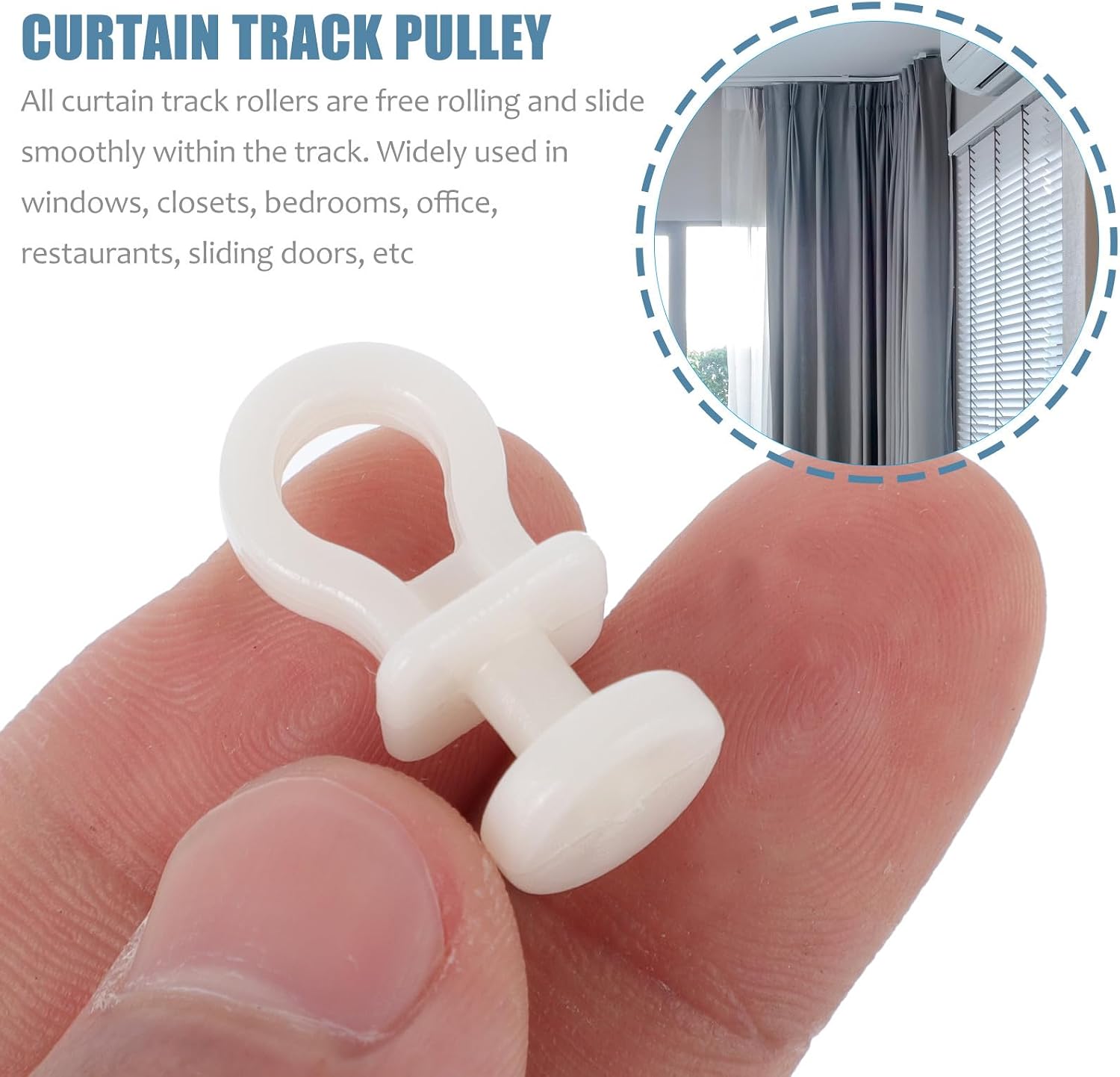  Angoily Lot De 100 Set De Poulies De Rideau En Plastique Beige Silencieuses Rouleaux Pour Rail De Rideau Accessoires De Quincaillerie Pour Fenêtres Adaptés à Usage Domestique Et