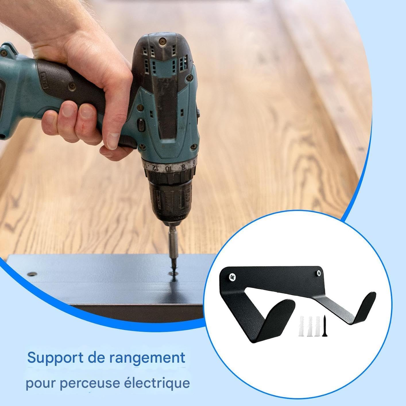  Porte-Perceuse Mural, Porte-Perceuse Murale, Rangement Robust Pour Abri Atelier Chantier Camion Utilitaire Garage Maison Atelier Solutions Stockage