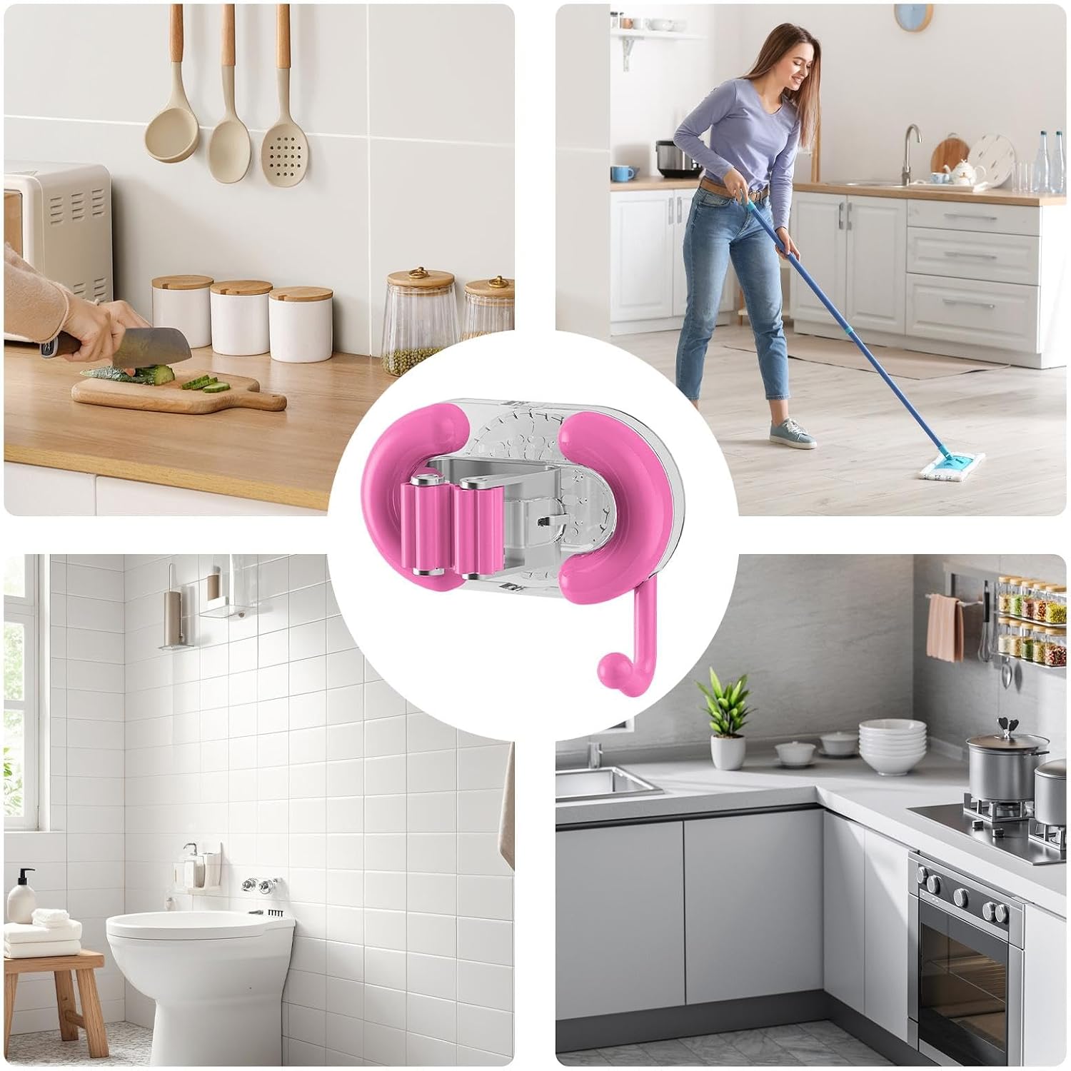 GENERIC Support De Balai à Ventouse, Support De Balai Mural, Support Utilitaire Sans , Fabriqué En ABS, Idéal Pour La Salle De Bain, La Cuisine Et L'organisation Du Garage, Taille 10 X 6 X 6,5 Cm