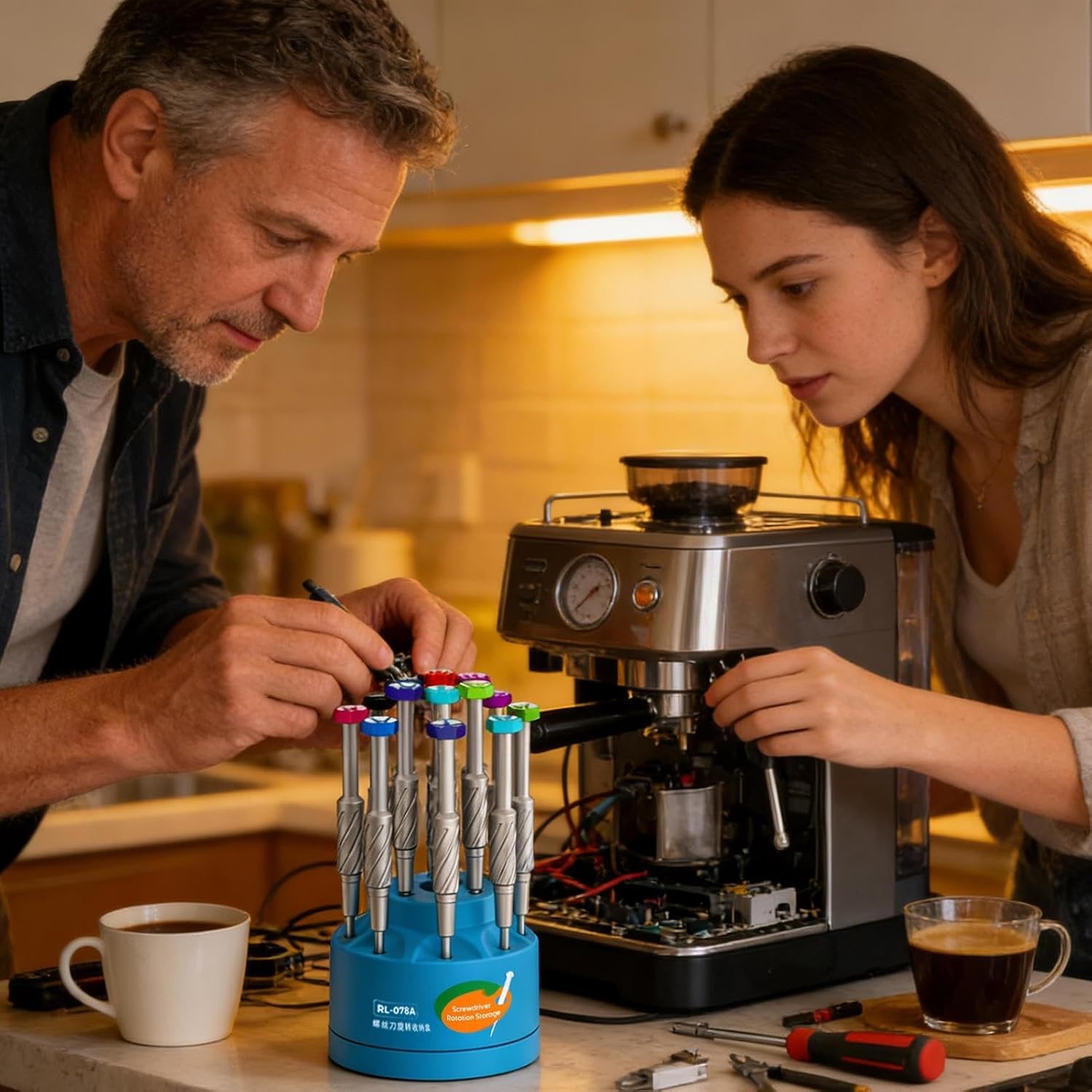  Generisch Organiseur De Tournevis | Boîte De Rangement Portable Rotative à 360 Degrés - Boîte De Rangement Compacte Pour établi, Bureau à Domicile, Station De Réparation, Atelier, Garage Et Abri De