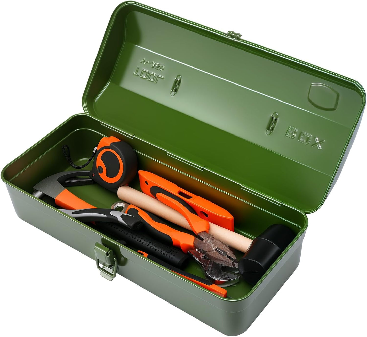  Grande Boîte De Rangement à Outils En Métal Avec Poignée Pour La Maison, Le Garage Et L'atelier, 37 × 16 × 12 Cm, Boîte à Outils Portable Avec Couvercle Verrouillable, Armoire De Rangement
