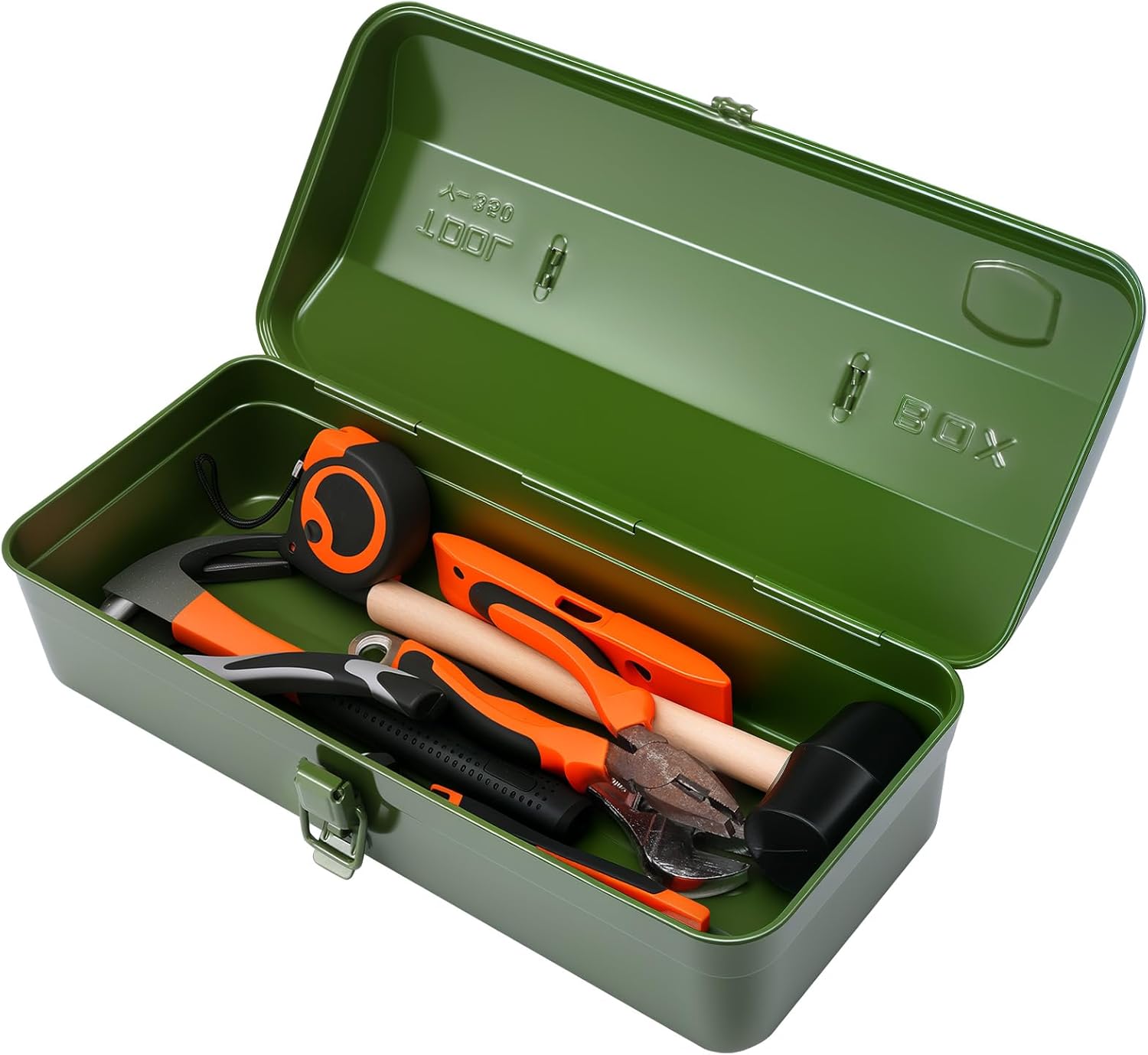  Grande Boîte De Rangement à Outils En Métal Avec Poignée Pour La Maison, Le Garage Et L'atelier, 37 × 16 × 12 Cm, Boîte à Outils Portable Avec Couvercle Verrouillable, Armoire De Rangement
