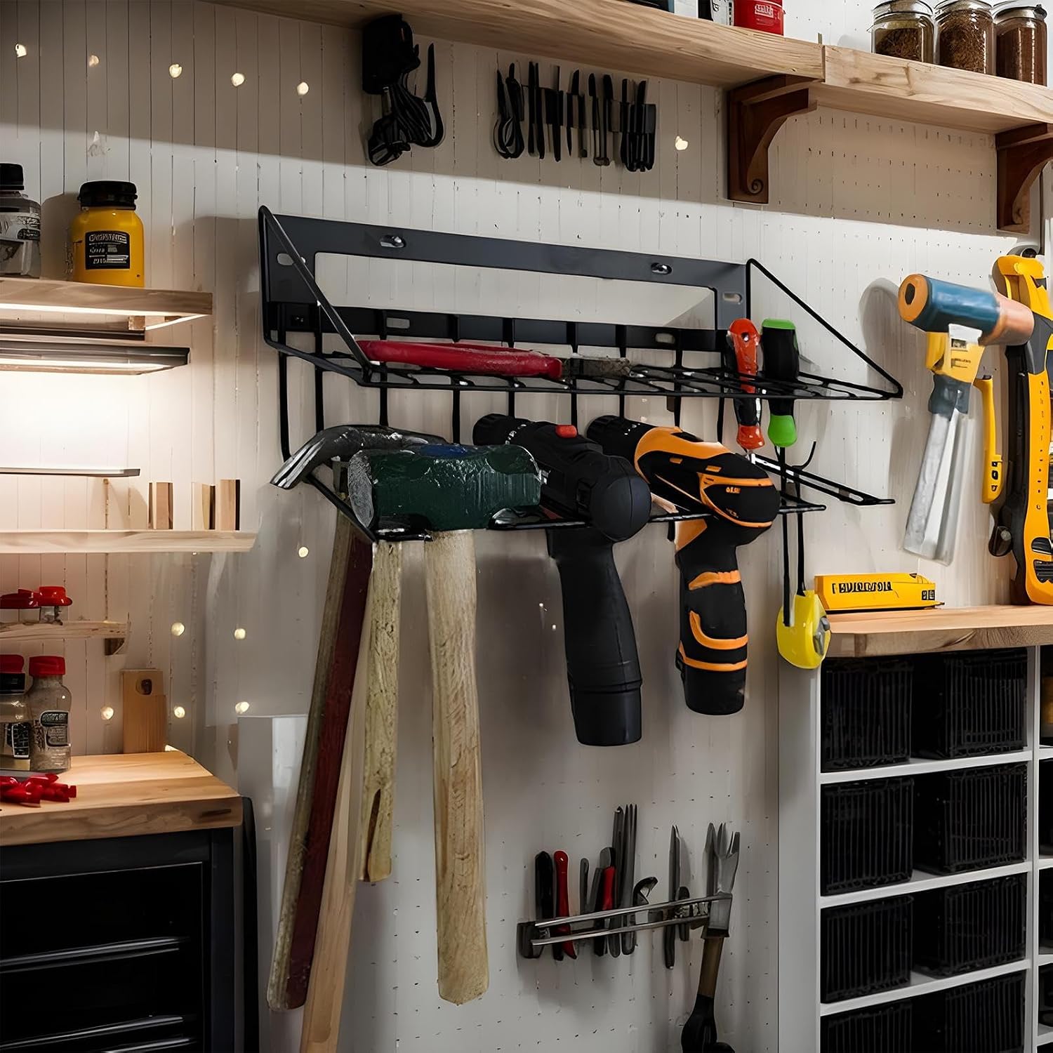 GENERIC Étagère à Outils électriques, étagère De Rangement Pour Perceuse, Support Mural En Métal Pour Garage, Maison, Abri De Jardin, Organisation Pour Perceuses