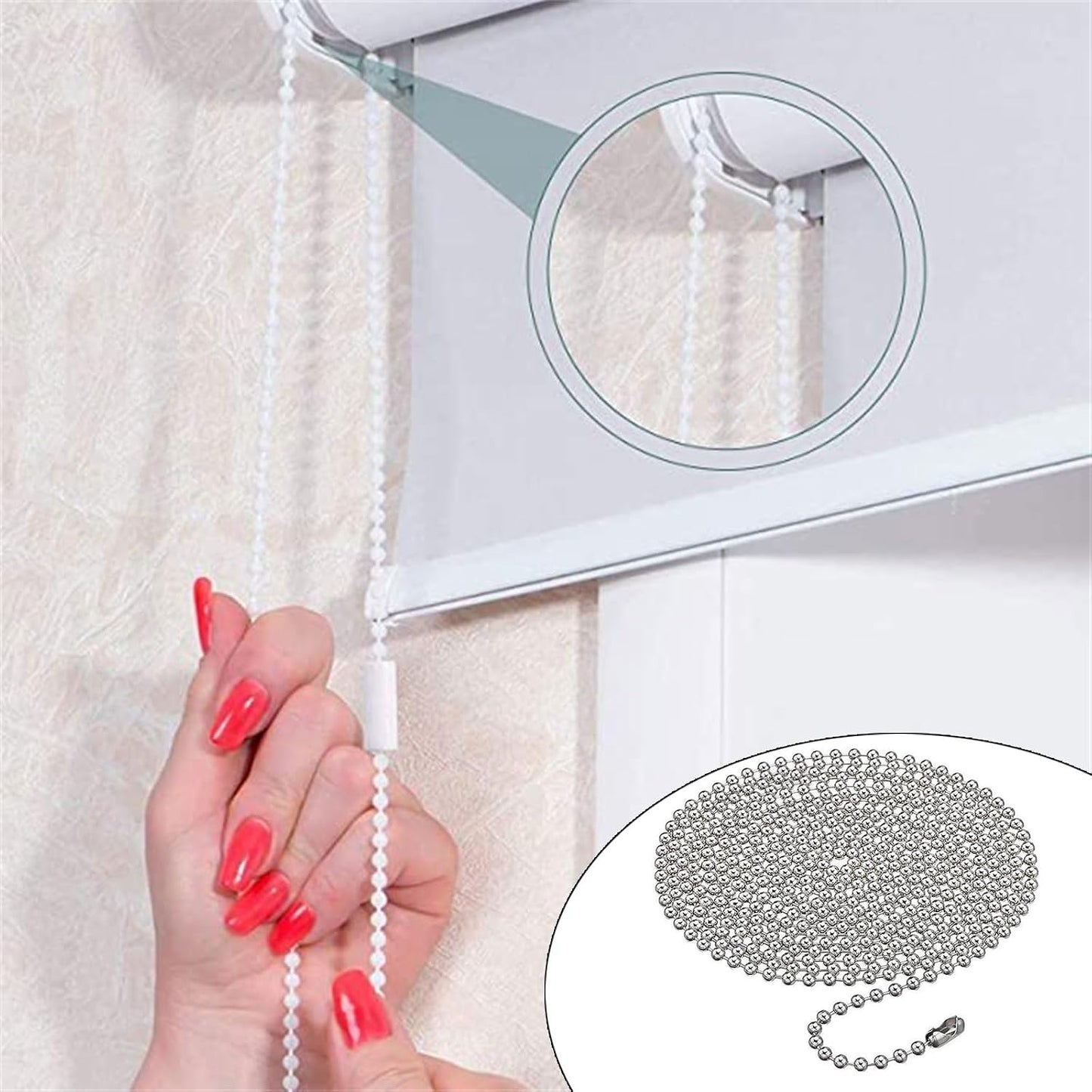  Corde De Traction Pour Rideaux - Corde De Traction Robuste - Décoration En Métal - Store Enrouleur - Quincaillerie De Fenêtre - Accessoire Pour Bureau/maison
