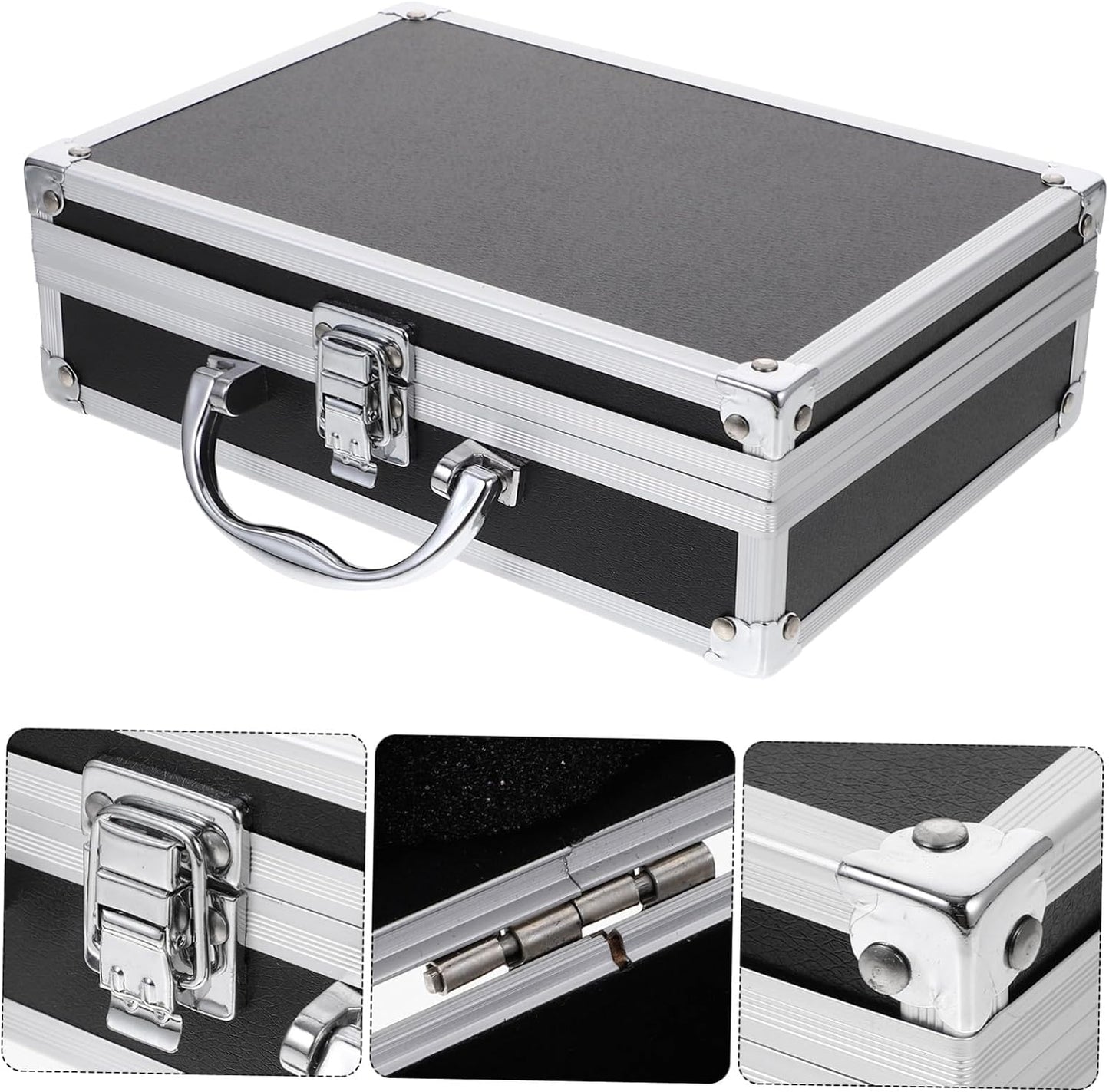  Gatuida Mallette En Alliage D'aluminium Verrouillable Multifonction Poignée Renforcée, Petite Boîte à Outils Portable Noire 23x16x7cm, Rangement Atelier Et Transport Sécurisé