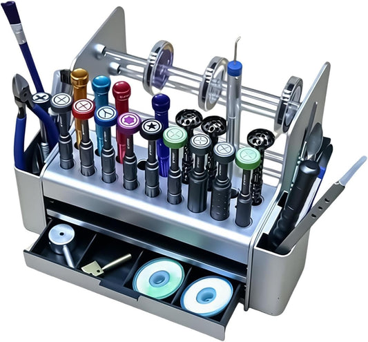  Support Outils Réparation - Avec Boîte À Tiroirs Et Trous - Boîte Rangement Pour Outils Réparation électronique,Pour Soudure Huile Cutter Vis Intérieur Maison Bureau Studio