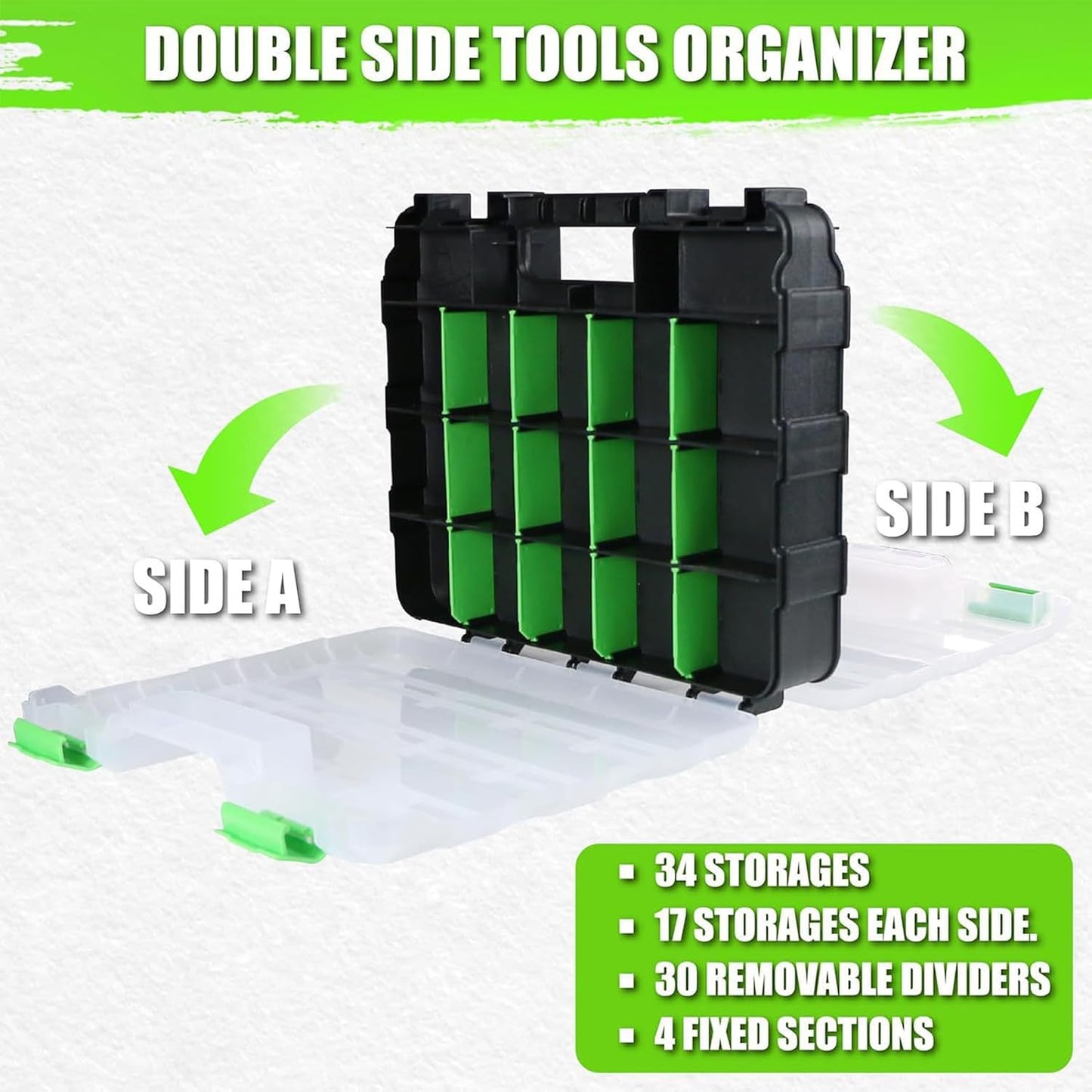  Organiseur De Vis | 34 Compartiments – Boîte à Outils De Rangement Pour Petites Pièces, Boulons, Clous, Perles, Bijoux, Articles De Pêche, Composants électroniques, Garage, Atelier, Bureau