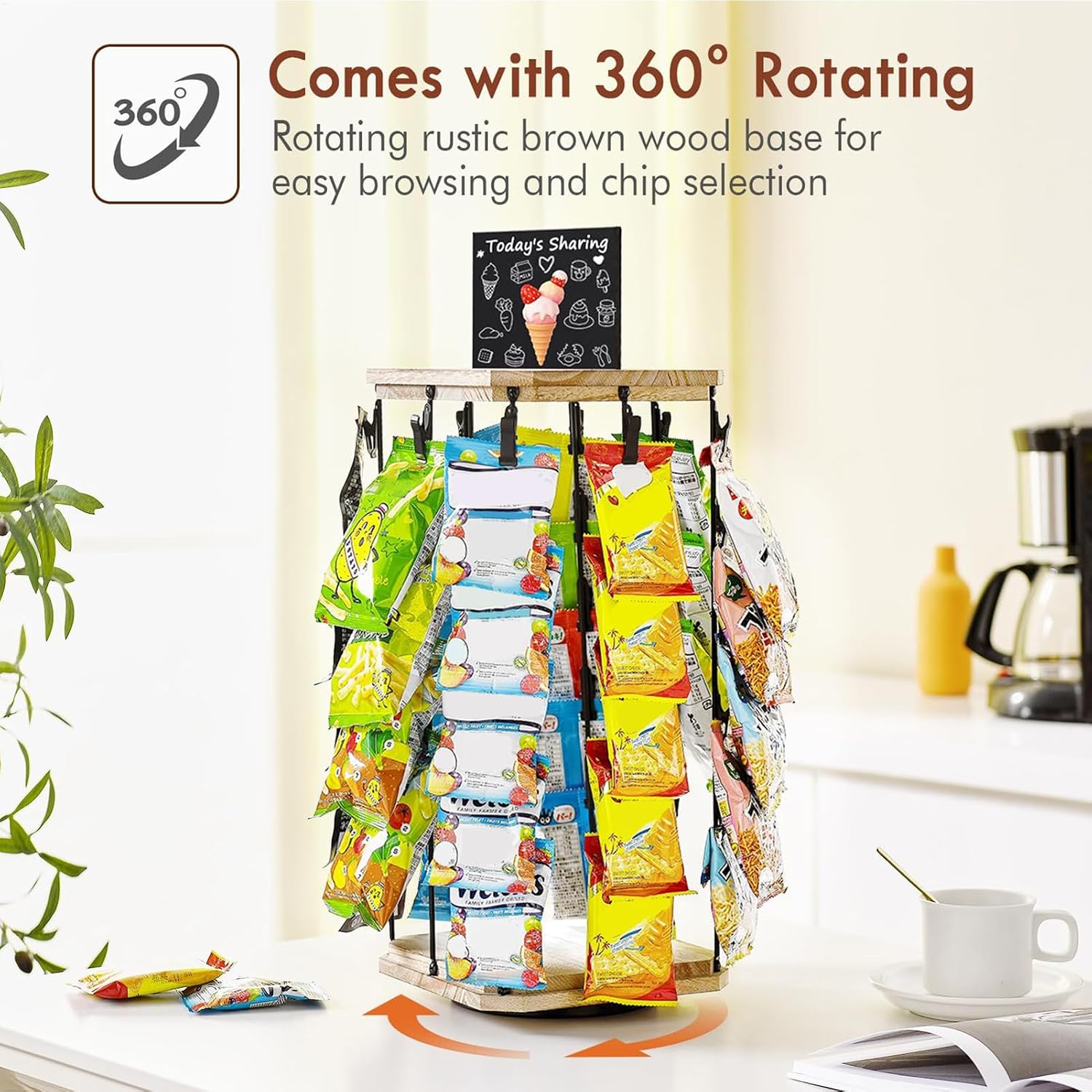  Générique Présentoir À Snacks Pour Comptoir - Organisateur De Snacks Avec Porte-Chips - Support Tournant 5 Niveaux 40 Crochets Stockage Aliments Pour Maison & Magasin