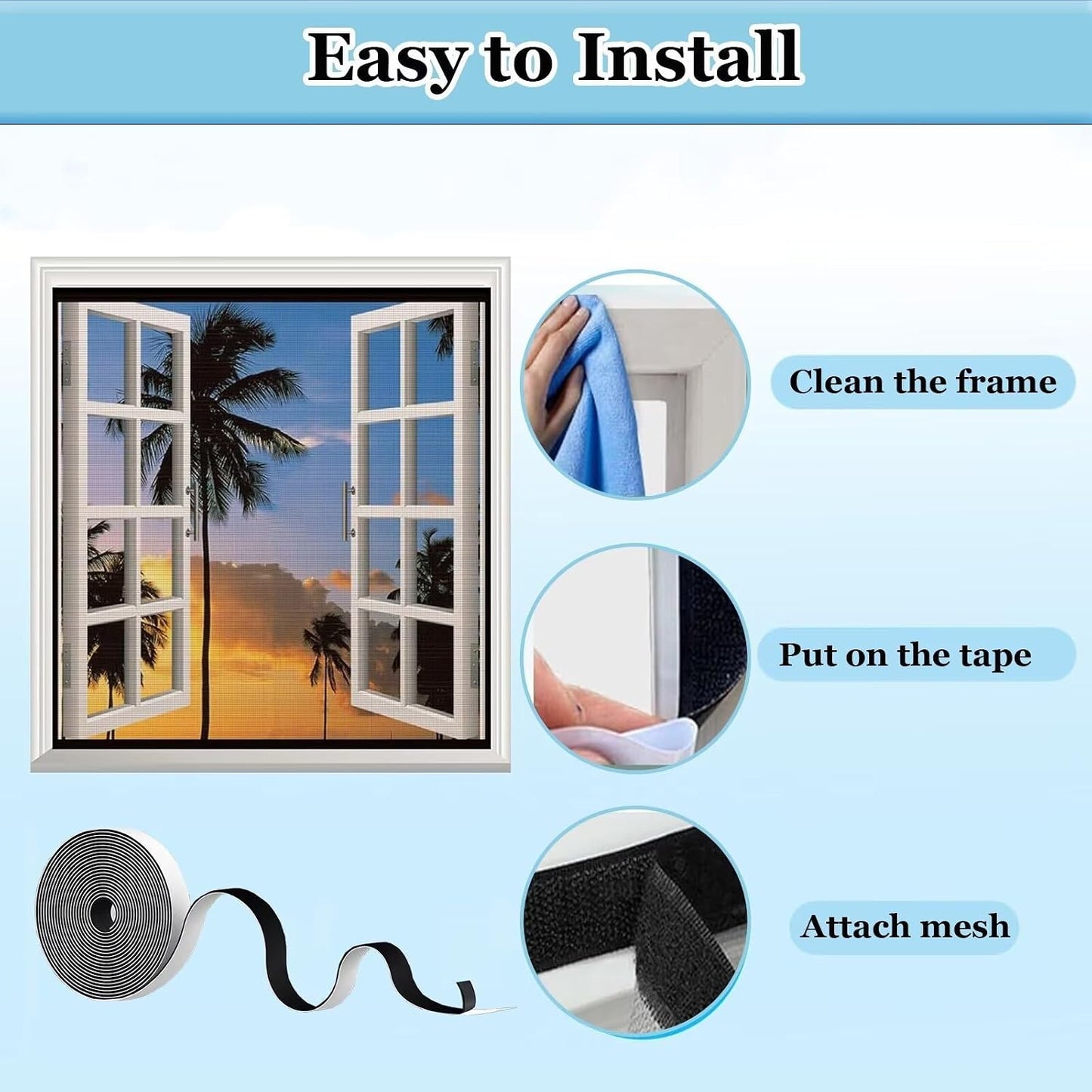  Mosquito Net Window 90 X 175 Cm White Mosquito Net Window Screen With Adhesive Strips