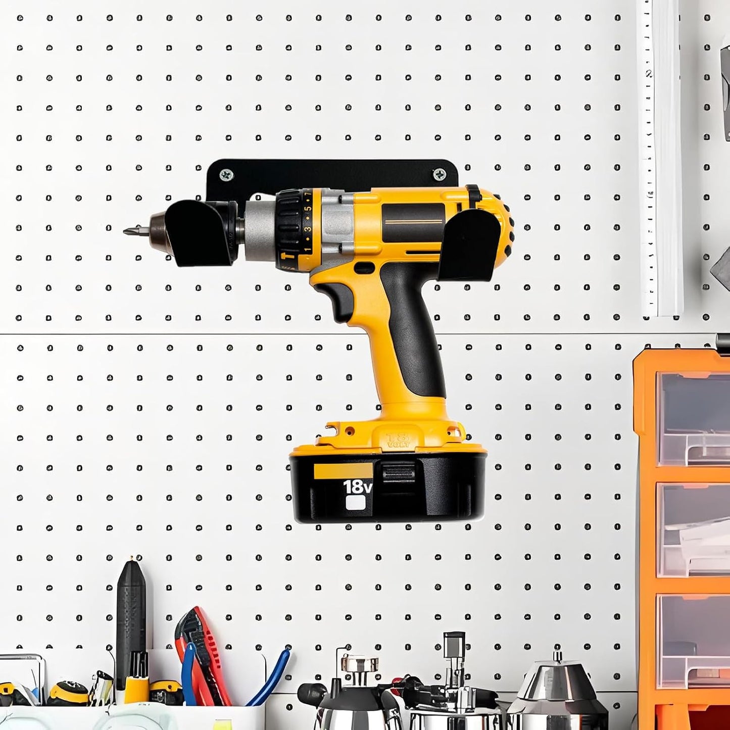  Porte-Perceuse Mural, Porte-Perceuse Murale, Rangement Robust Pour Abri Atelier Chantier Camion Utilitaire Garage Maison Atelier Solutions Stockage