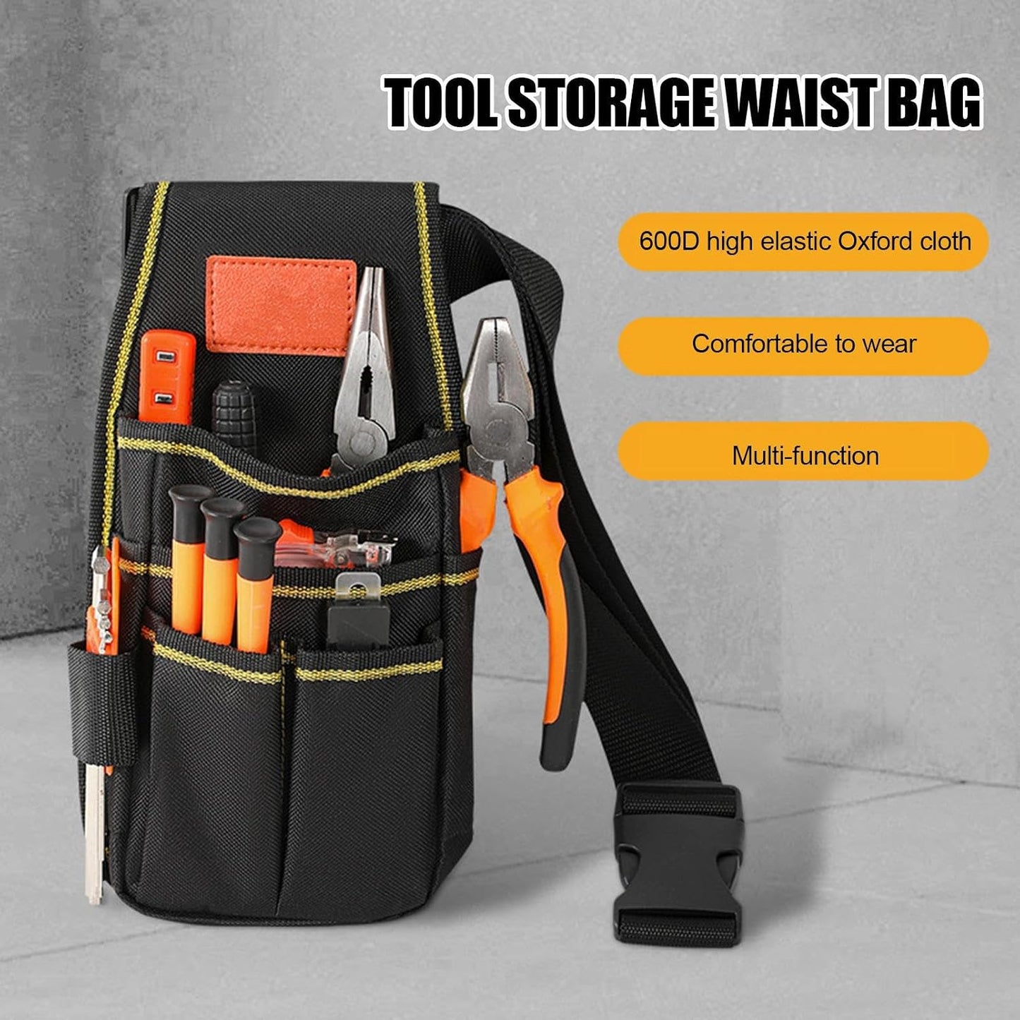 GENERIC Pochette à Outils D'électricien – Pochette De Rangement Réglable Pour L'entretien De La Construction | Sacs Porte-outils De Taille | Pour Bricoleur, Entrepreneur, Mécanicien, Plombier, Couvreur