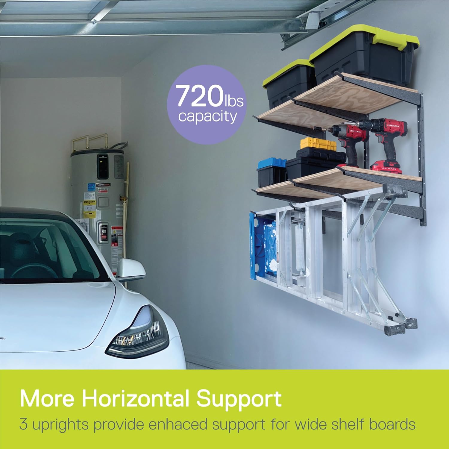  Delta Cycle Étagère De Rangement En Bois Robuste Pouvant Supporter Jusqu'à 326,6 Kg – Étagère Large à 3 Niveaux Avec Bras Entièrement Réglables – Solution De Rangement Pour Garage