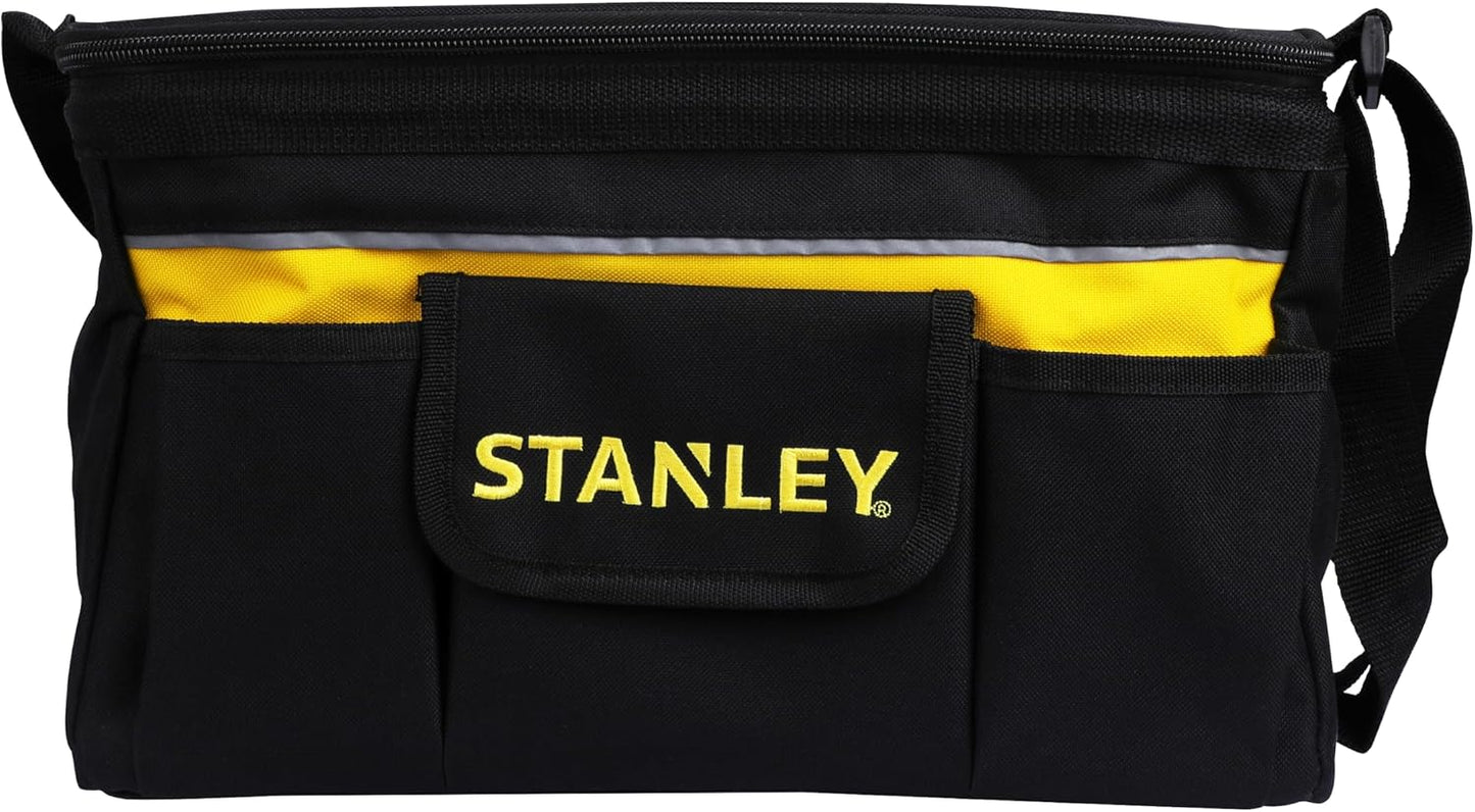  STANLEY 1-96-183 Sac À Outils En Tissu 600 X 600 Deniers - Multi-Compartiments - Sangle Bandoulière Avec Renfort Au Niveau De L'Épaule - Conception Rigide - Dimensions (en Cm): 44,7 X 27,5 X 23,5