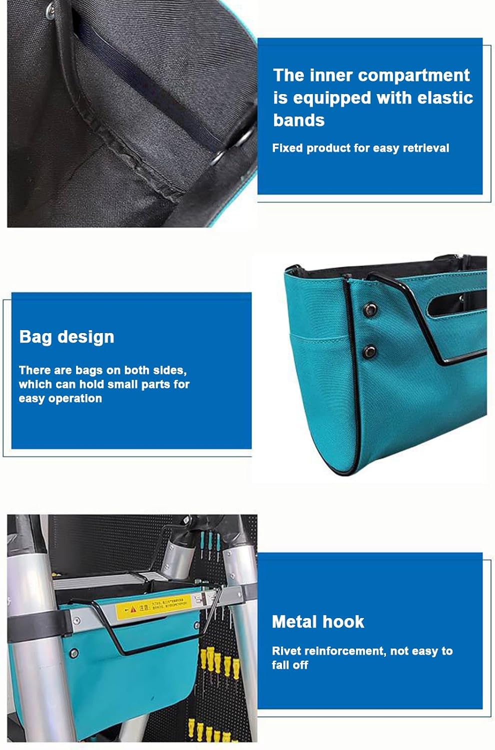  Porte-outils Caddy D'échelle,Sac De Rangement Quincaillerie - Organisateur D'Outils Échelle Extensible | Pour Peintres Propriétaires Électriciens Techniciens Couvreurs Jardiniers Atelier Garage Entrep