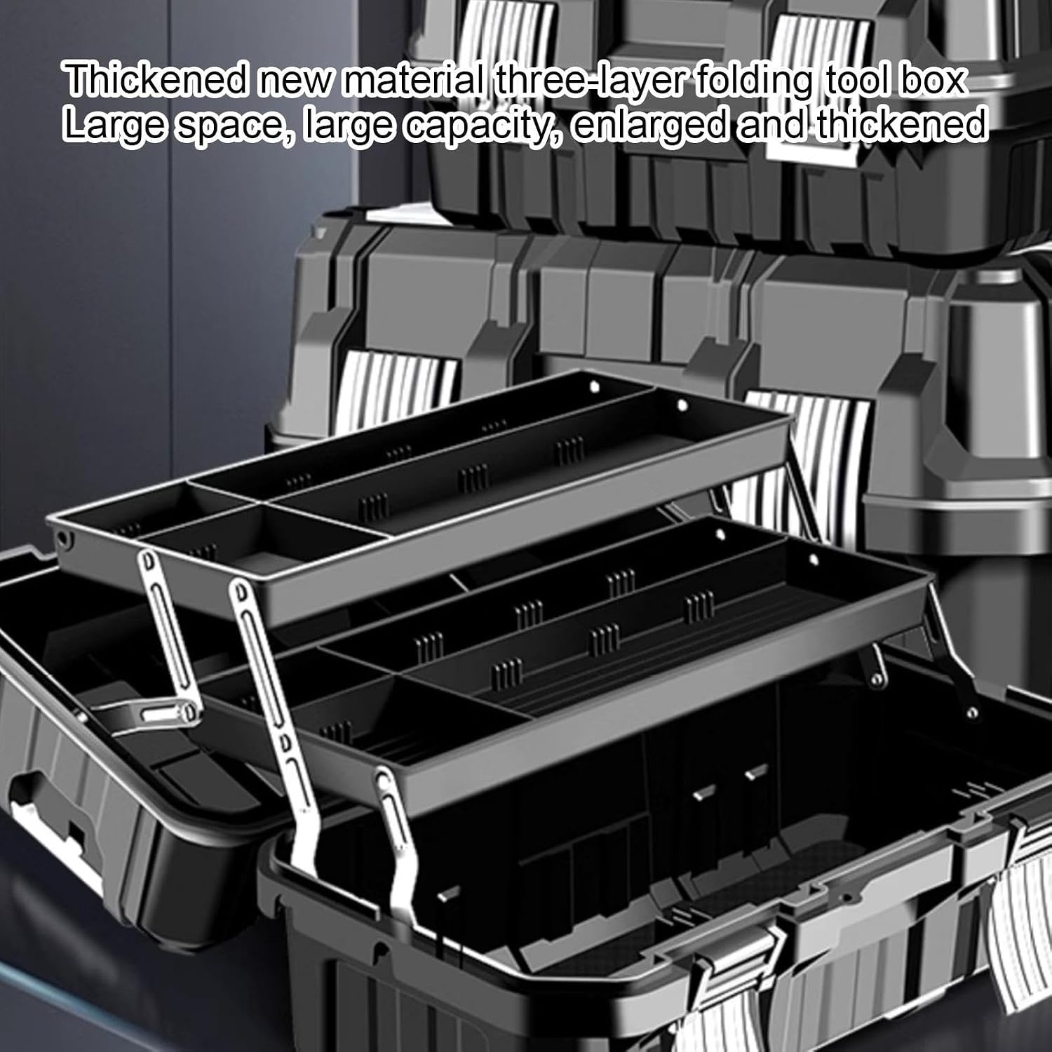  Boîte De Rangement Pour Outils, Organisateur D'outils Et De Rangement | Organiseur De Matériel étanche à 3 Couches | Solution De Rangement Multifonctionnelle De Grande Capacité Et Boucle En Acier