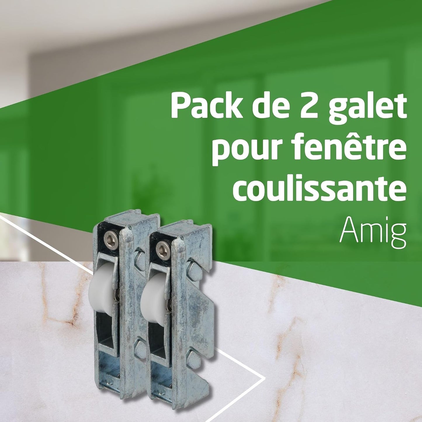  Amig - Roulement Fenêtre Coulissante | Lot De 2 Unités | Taille 79 X 21 Mm | Boîtier Métallique Réglable | Roulement à Aiguilles | Conçu Pour Les Fenêtres Coulissantes | Zamak Zincé