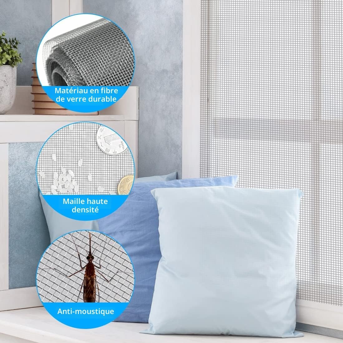  Fillis Window Fly Screen 150 X 300 Cm Fibreglass Insect Screen By The Metre DIY With Cleaning Brush, Mosquito Net For Windows, Balcony Door And Living Room, Grey