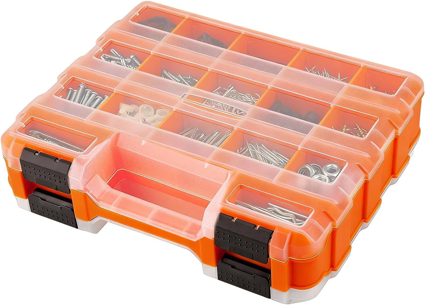  Boîte à Outils,Portable Double Face 34 Compartiments - Boîte De Rangement De Pièces Avec Cloisons Amovibles,pour Électronique, Perles, Bijoux, Quincaillerie, Boulons, Écrous, Forets,