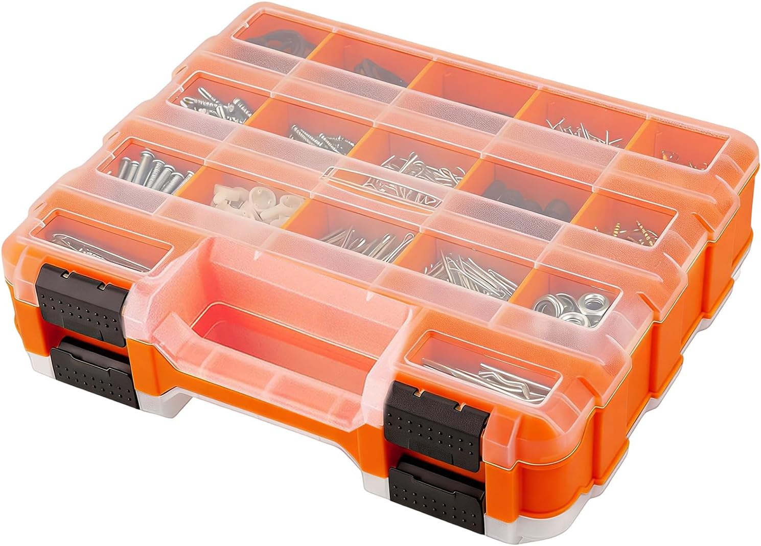  Boîte à Outils,Portable Double Face 34 Compartiments - Boîte De Rangement De Pièces Avec Cloisons Amovibles,pour Électronique, Perles, Bijoux, Quincaillerie, Boulons, Écrous, Forets,