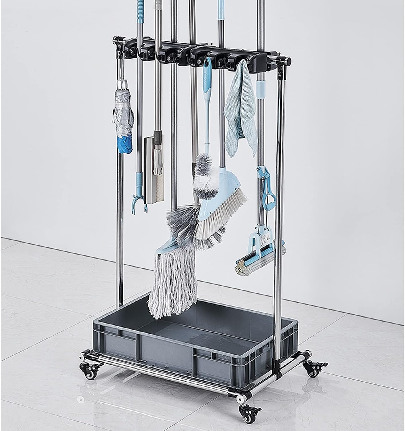 GENERIC Support De Balai à Franges Sur Pied, Chariot à Outils De Nettoyage, Support De Rangement Pour Outils De Jardin, Armoire De Rangement Mobile (Taille : 5 à 6)