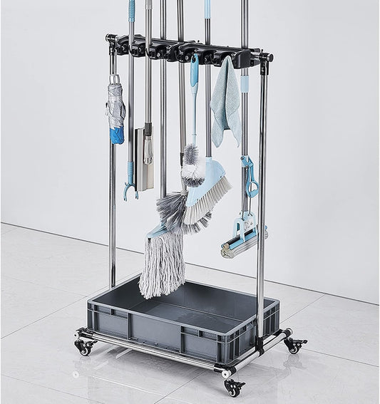 GENERIC Support De Balai à Franges Sur Pied, Chariot à Outils De Nettoyage, Support De Rangement Pour Outils De Jardin, Armoire De Rangement Mobile (Taille : 5 à 6)