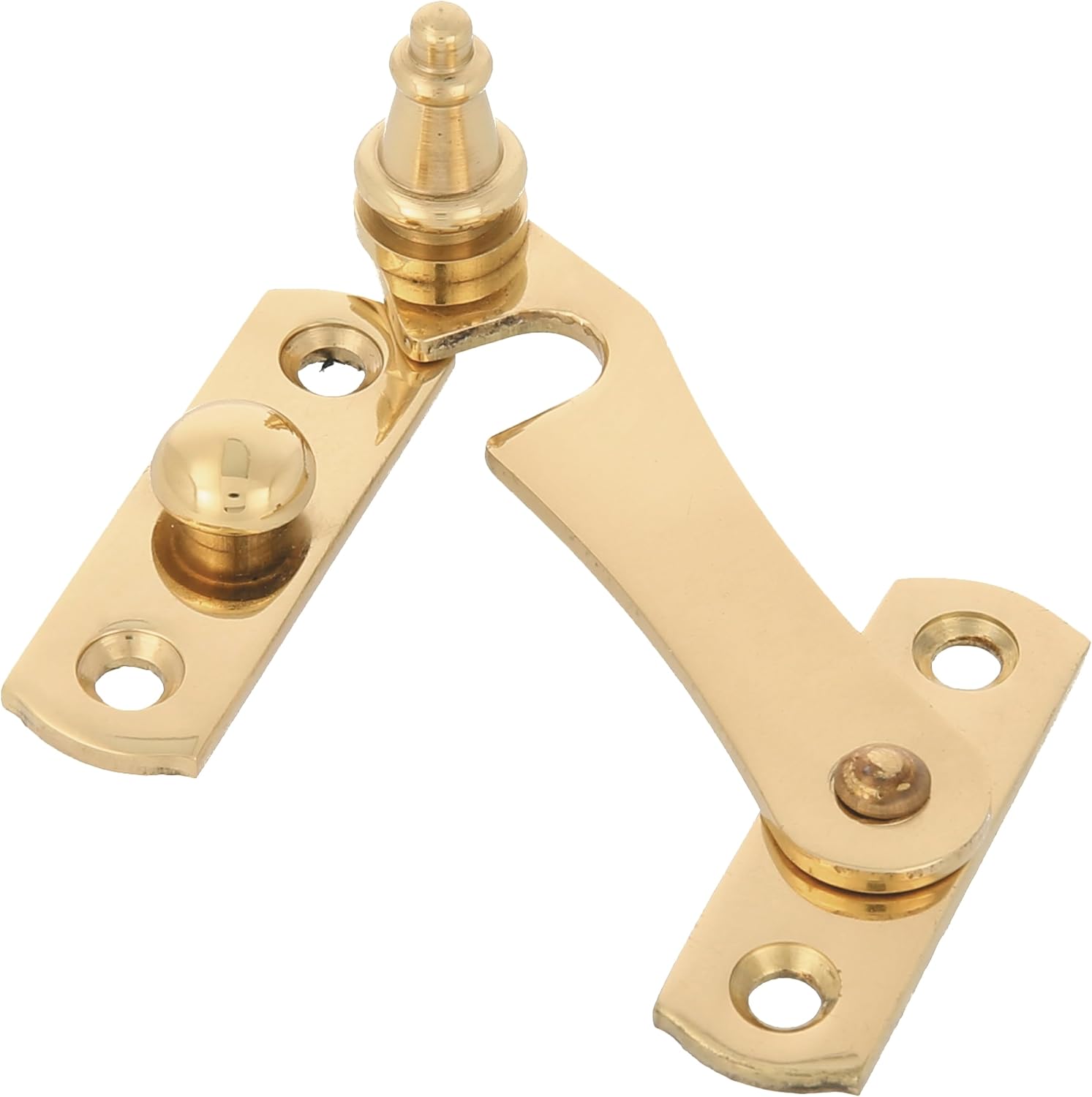  Amig - Golden Latch For Shutters With Reverse Hook Mod. 3 | 75 X 46 Mm | Polished Brass | Anti-Impact And Breakage Security Closure For Windows | Includes Screws