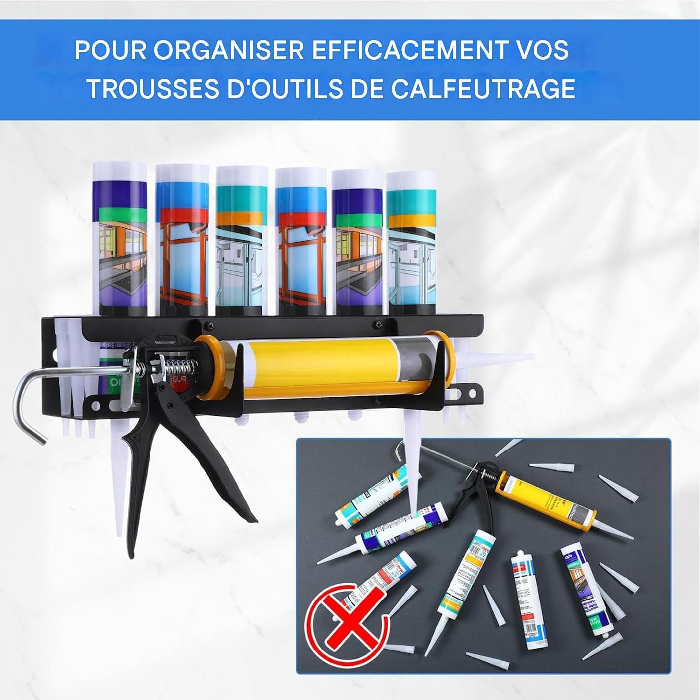  Organisateur Mural Pour Adhésifs En Tube,Organisateur Mural Pour Tubes De Mastic D'Atelier | Rangement Pour Outils De Professionnels En Rénovation Et Maintenance