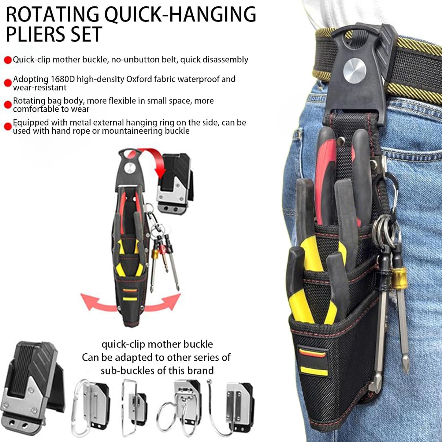 GENERIC Pochette De Travail, Organiseur De Poche Imperméable Pour Charpentier, Petit Porte-outils Résistant à L'usure, Sac Utilitaire Compact Pour Homme, Femme, Menuiserie, électricien, Plomberie, Jardinage