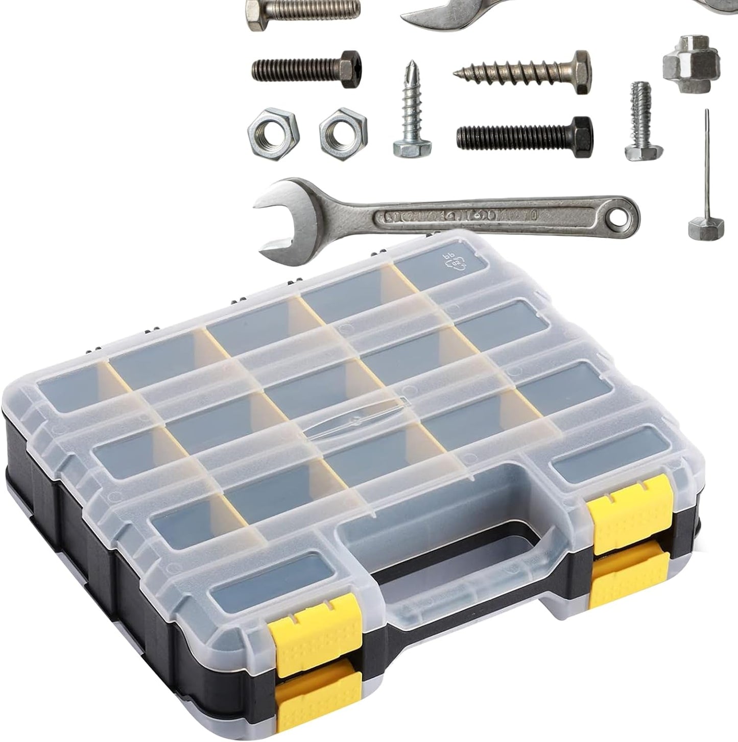 GENERIC Boîte à Outils, Organiseur Transparent à 34 Compartiments – Boîte à Outils Pour Petites Pièces, Boîte à Vis | Pour Atelier, Garage, Matériel De Maison, Boulons, écrous, Forets, Petites Pièces, Bijoux