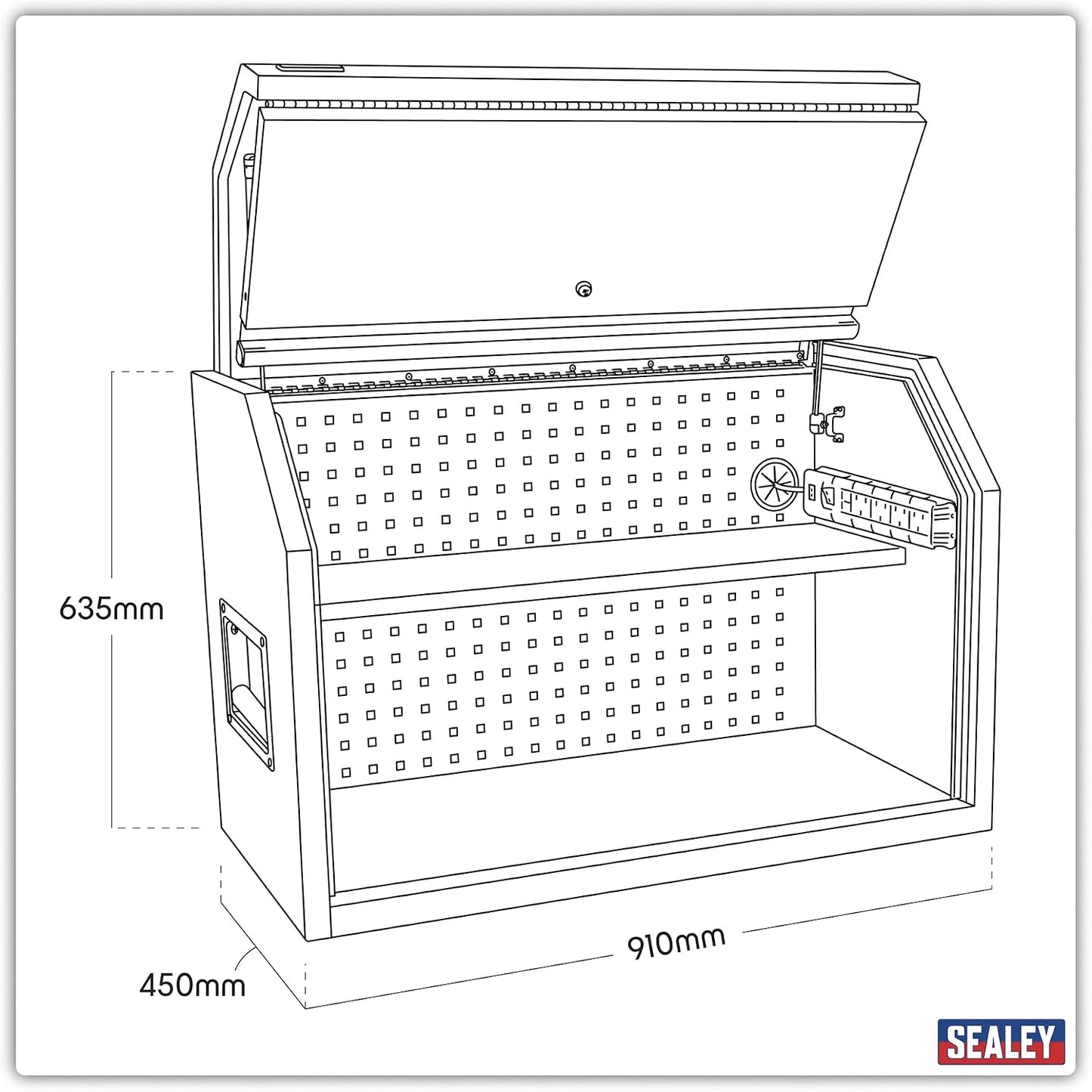  Sealey AP36HBE Clapier De Boîte à Outils Avec Bande D'alimentation 910 Mm