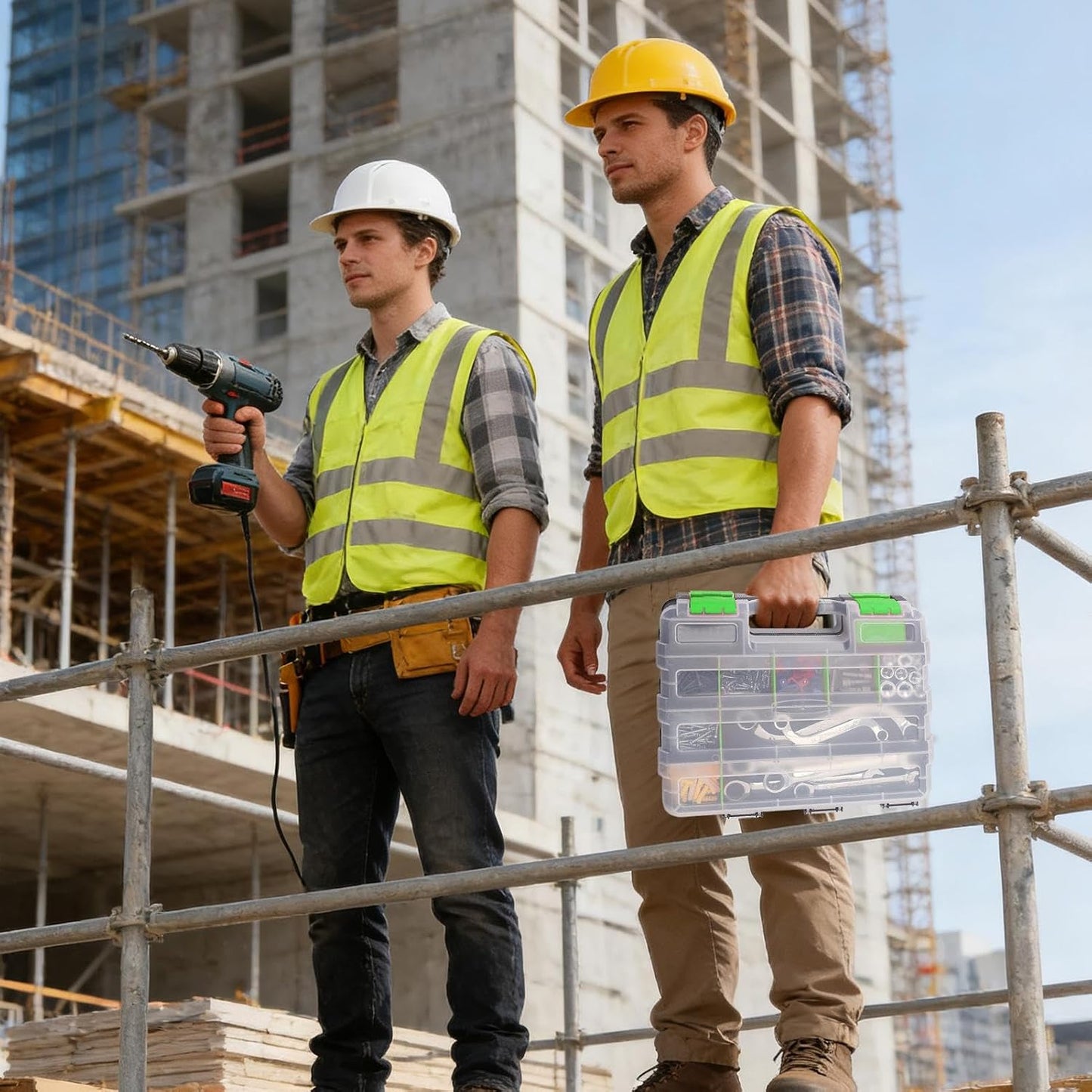 GENERIC Organiseur Portable Double Face, Boîte à Outils Transparente Pour Le Rangement Du Matériel Avec Construction PP, Idéale Pour La Maison, Le Garage, L'atelier, Le Stockage De Boulons, écrous, Forets