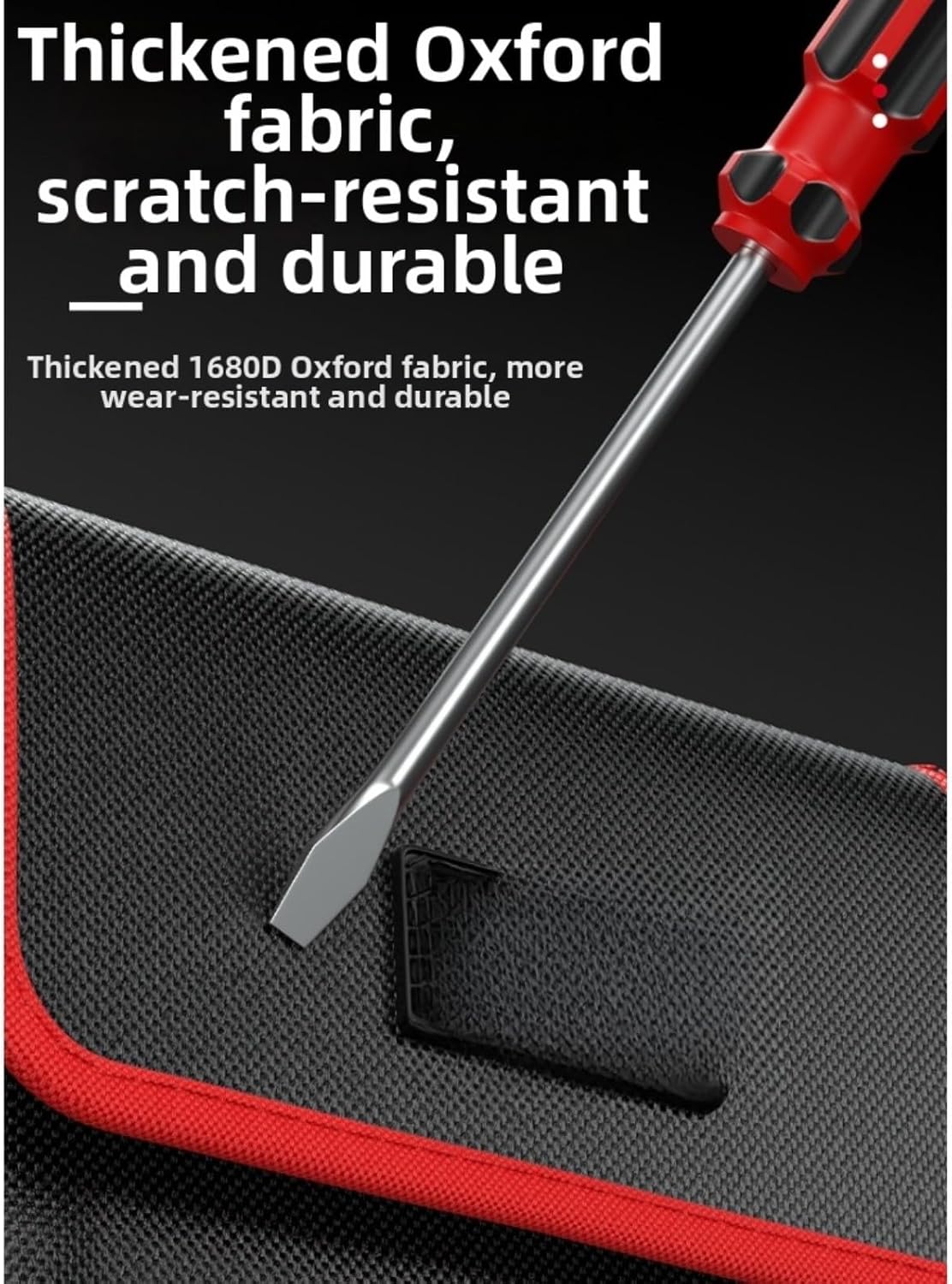  Sac Banane Robuste Pour Outils D'électricien, Pochette Oxford 1680D Imperméable Avec Plusieurs Poches Et Ceinture Réglable Pour Travaux De Construction, Rouge (B)