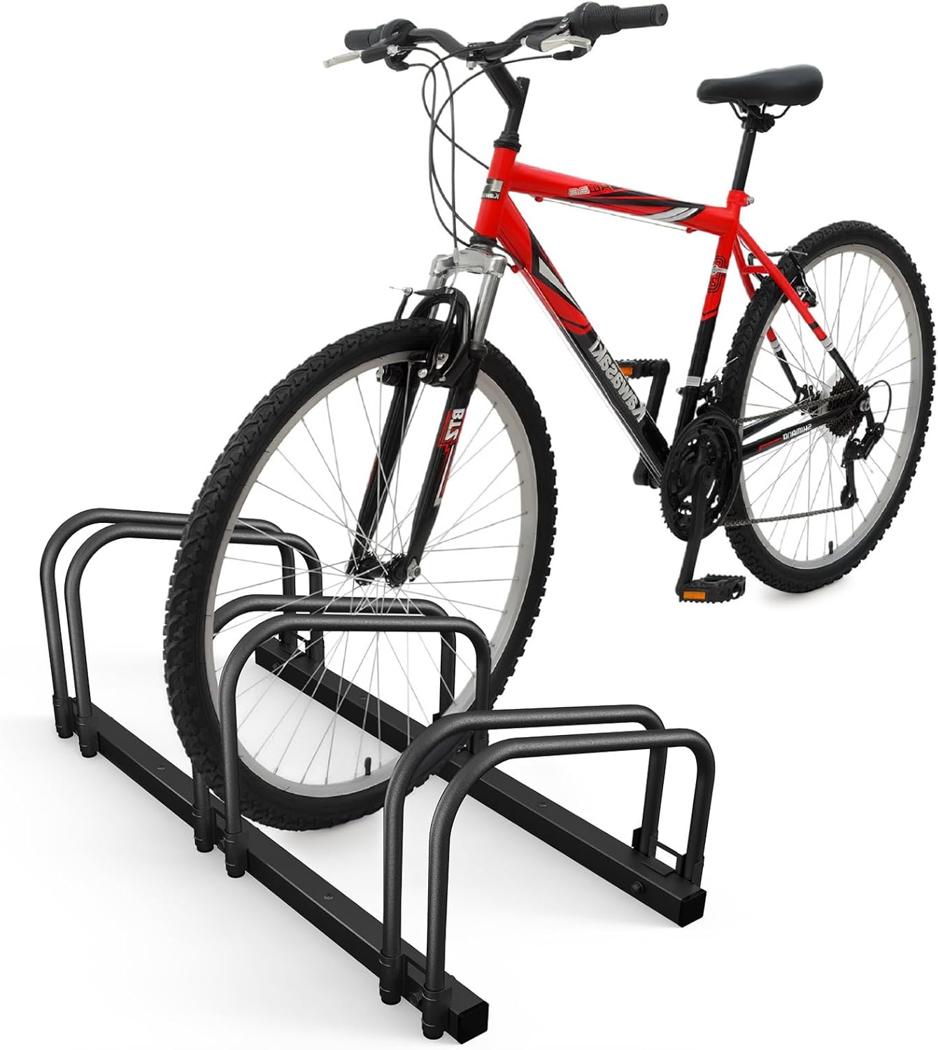  Vounot® Râtelier Vélo 4 Vélos Range Vélo Système Range Vélo Rangement Pour Vélo Support Pour Bicyclette Sol Ou Mural En Acier Revêtu Support De Rangement Vélo Jardin Ou Garage Râtelier Familial