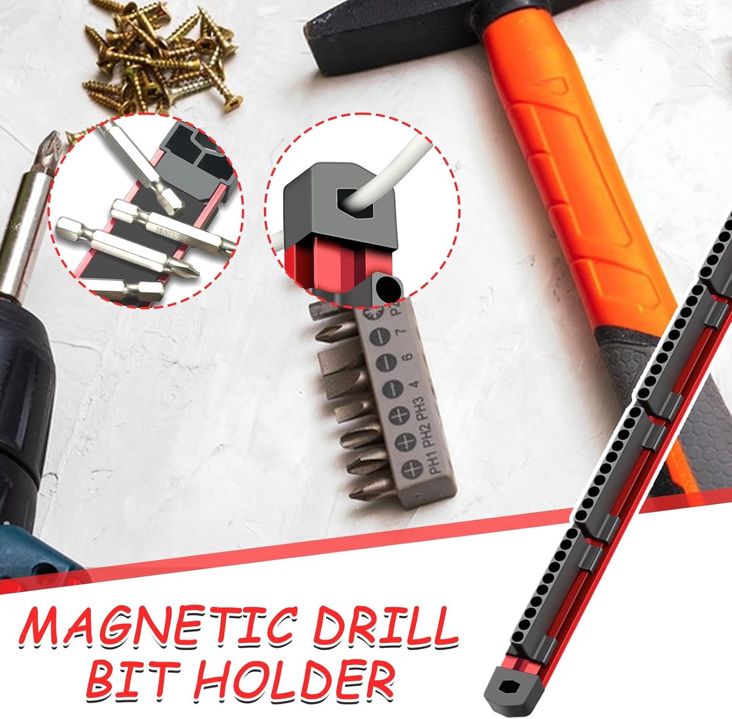  Support De Rangement Pour Forets, 40 Emplacements Pour Embouts De Tournevis, Support Mural – Accessoires Pour Outils électriques Peu Encombrants, Organisateur De Douilles Magnétiques Pour