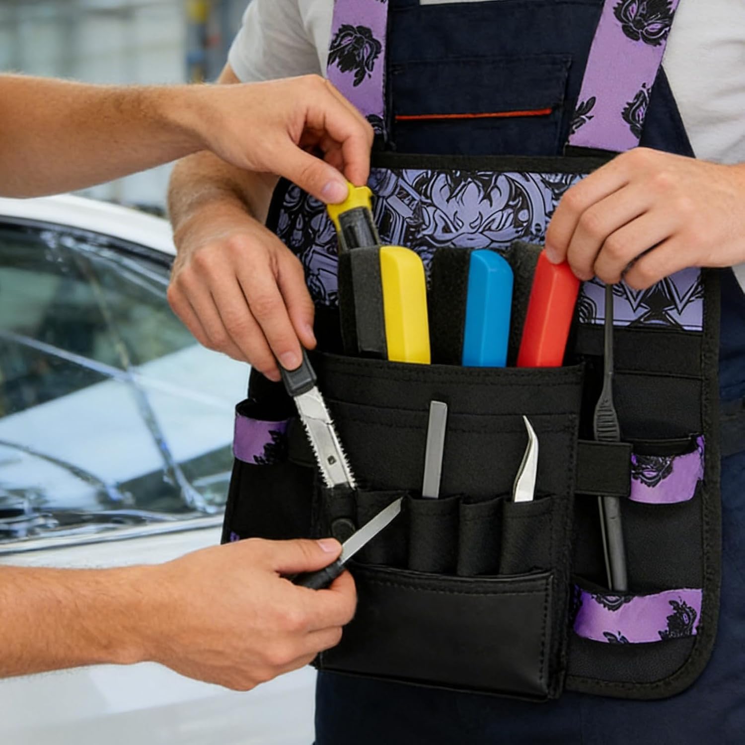 GENERIC Grand Sac à Outils, Organiseur De Voiture En Tissu Oxford, étui De Rangement De 45,7 X 30,5 Cm Avec Bandoulière, Sac Multi-poches Avec Poignées Renforcées, Porte-outils Robuste, équipement De