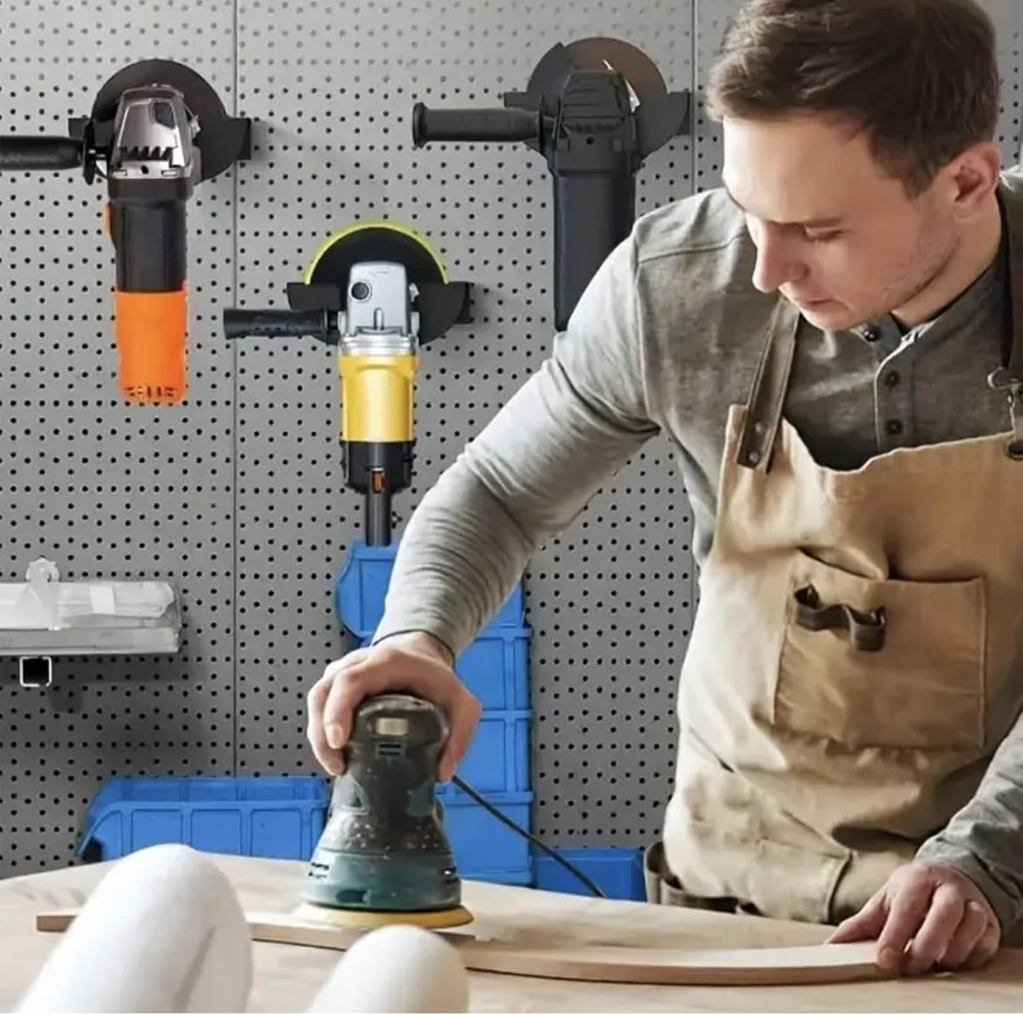 GENERIC Organiseur D'outils électriques, étagère De Rangement En Métal Robuste, étagère Murale Peu Encombrante, Support D'outils Multifonction Pour Garage, Atelier, Meuleuse D'angle, Ponceuse, Polisseuse