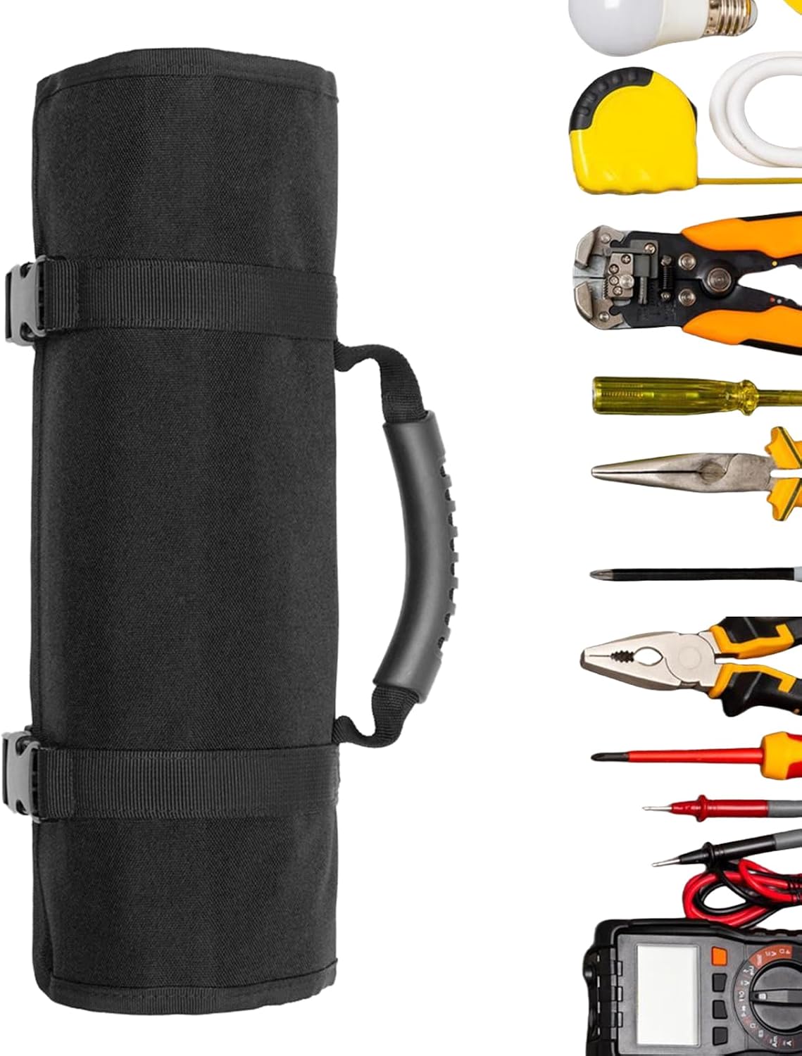  Sac à Outils à Roulettes Avec Poignée, 72 X 36 Cm, Design Imperméable Et Pliable, Matériau Résistant à L'eau Pour Cyclisme, Réparations En Plein Air, Noir Et Marron