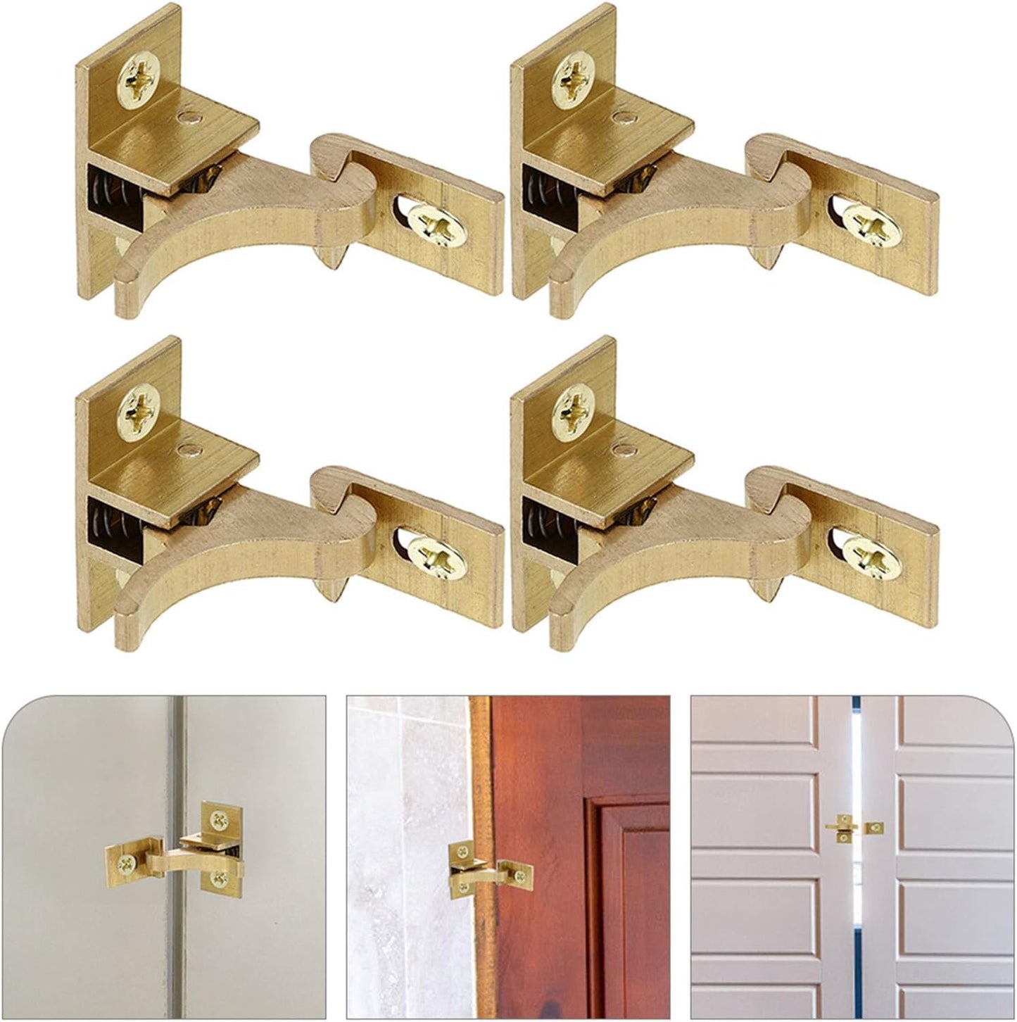  Ciieeo Lot De 4 Loquets Coudés En Cuivre Massif Pour Portes Et Fenêtres, Loquet De Meuble Robuste, Remplacement Pour Armoires Et Placards, Accessoires De Quincaillerie Pour Camping-car,
