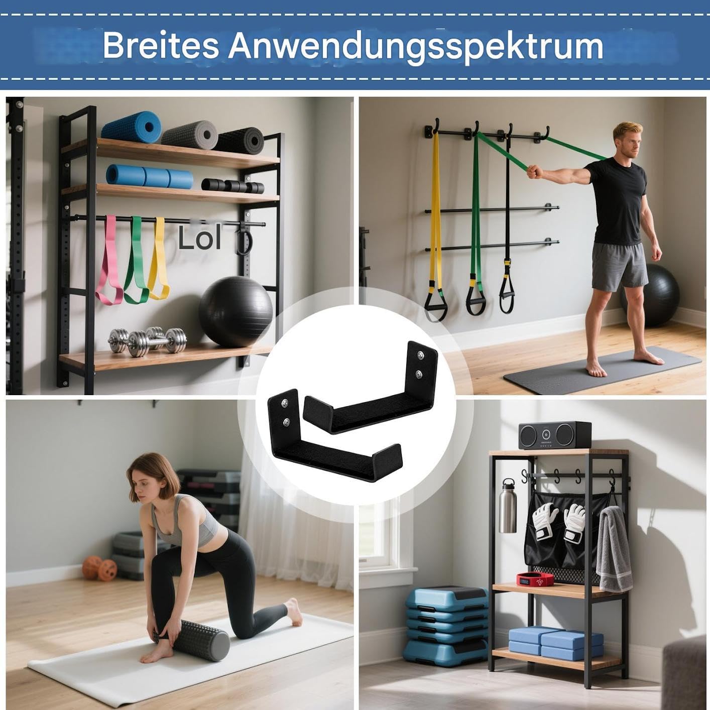  Lot De 2 Supports Muraux Pour Tapis De Yoga - Accessoires De Fitness Pour Bandes De Résistance - Rouleau En Mousse - Pour école, Salle De Danse, Salle De Gym, Maison
