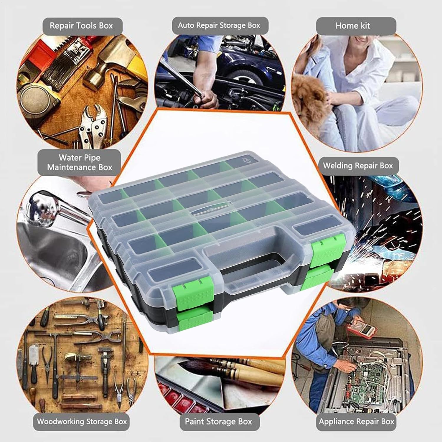 GENERIC Boîte à Outils, Organiseur Transparent à 34 Compartiments – Boîte à Outils Pour Petites Pièces, Boîte à Vis | Pour Atelier, Garage, Matériel De Maison, Boulons, écrous, Forets, Petites Pièces, Bijoux