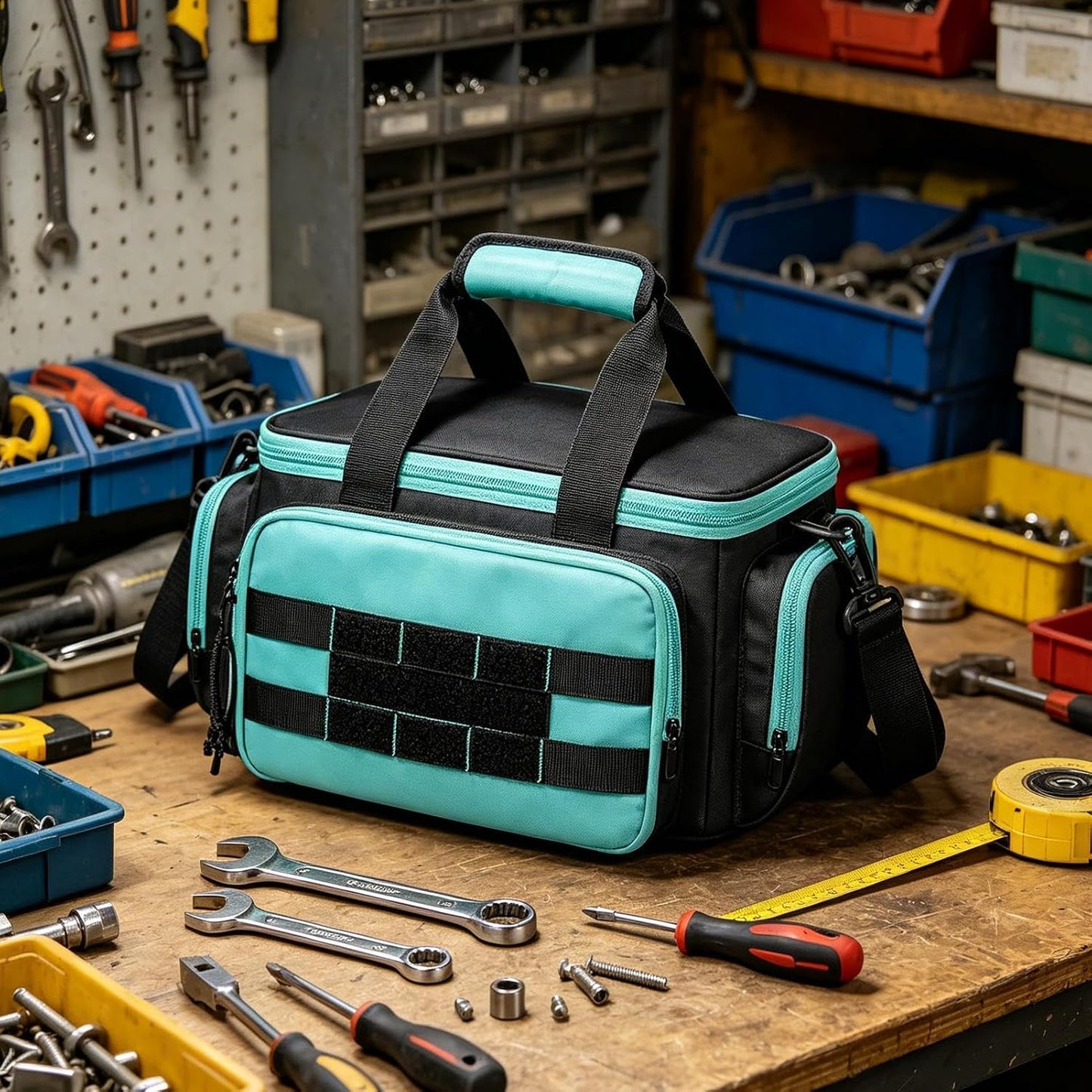 GENERIC Sac De Transport à Outils,Mallette De Rangement En Tissu Oxford - Sac à Outils | Pour Construction, Camping, Voyages, Chambres D'étudiants, Travaux De Jardinage, Électriciens Et Charpentiers