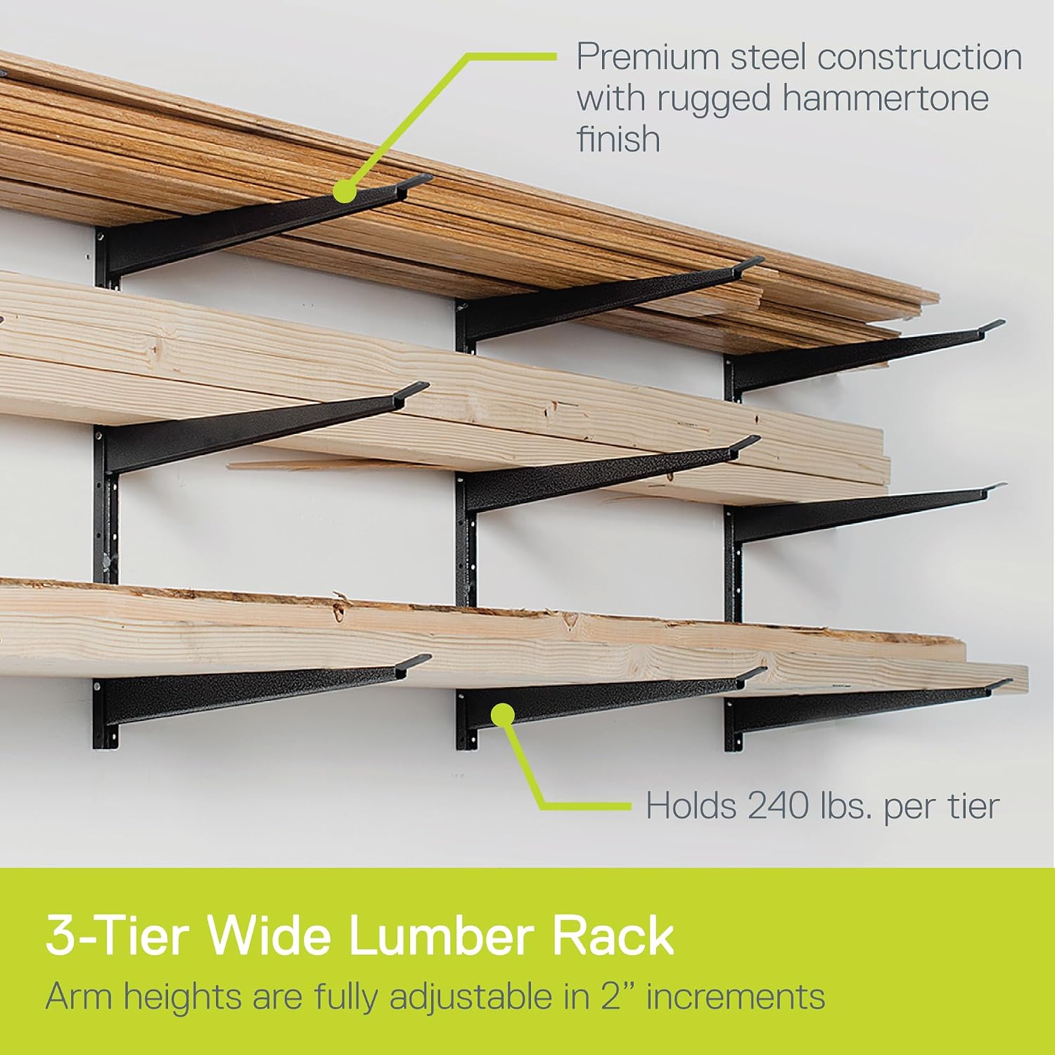  Delta Cycle Étagère De Rangement En Bois Robuste Pouvant Supporter Jusqu'à 326,6 Kg – Étagère Large à 3 Niveaux Avec Bras Entièrement Réglables – Solution De Rangement Pour Garage