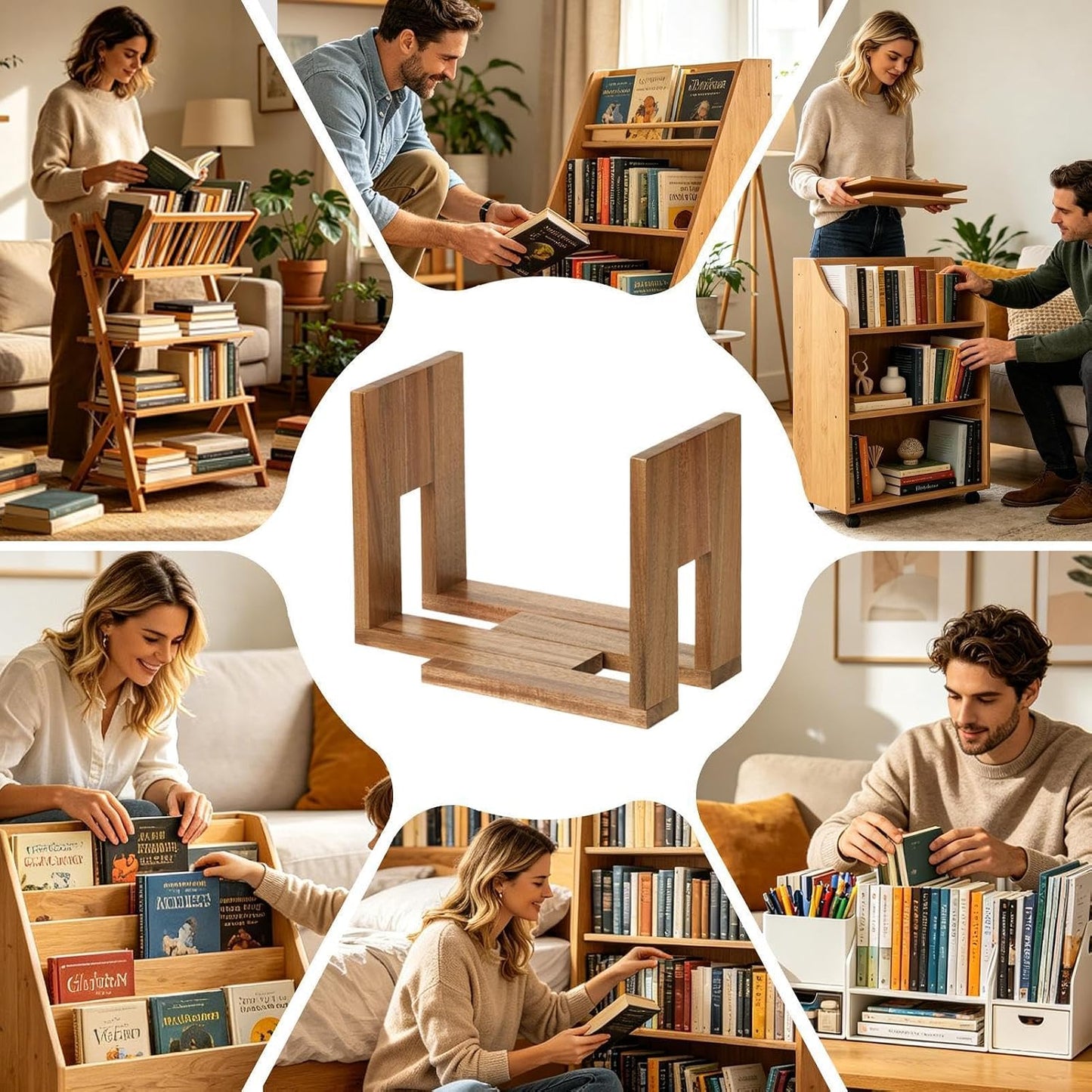  Generisch Étagère à Panneaux, Réglable Et Extensible, En Bois, Pour Livres, Magazines, Dossiers, Bureau, Bibliothèque, Armoire, Salon, Chambre à Coucher